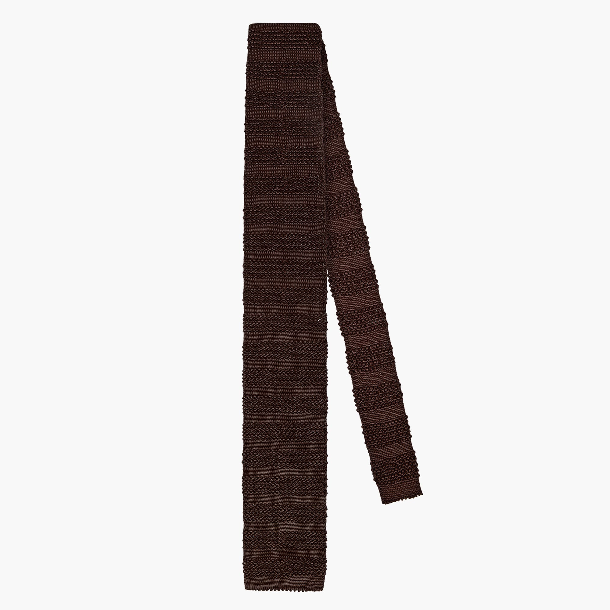 Knitted Solid Tie - Brown