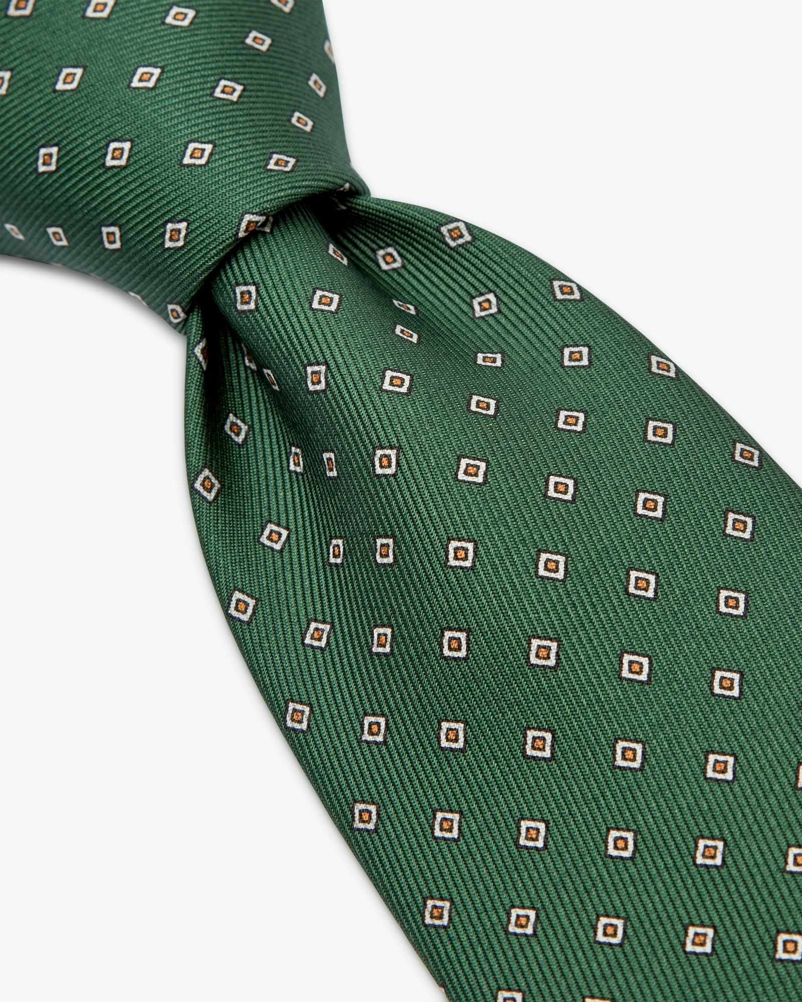 7-Fold Diamond Printed English Silk Tie - Green