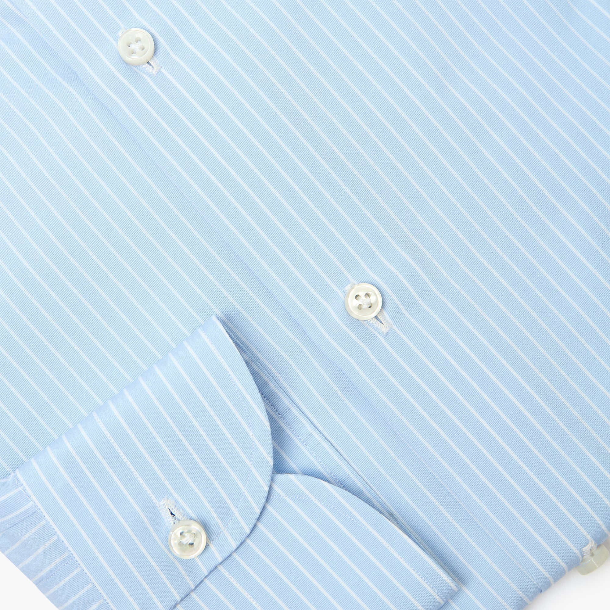 Camicia Classica Sartoriale a Righe Sottili in Cotone Collo Cutaway - Azzurro Bianco