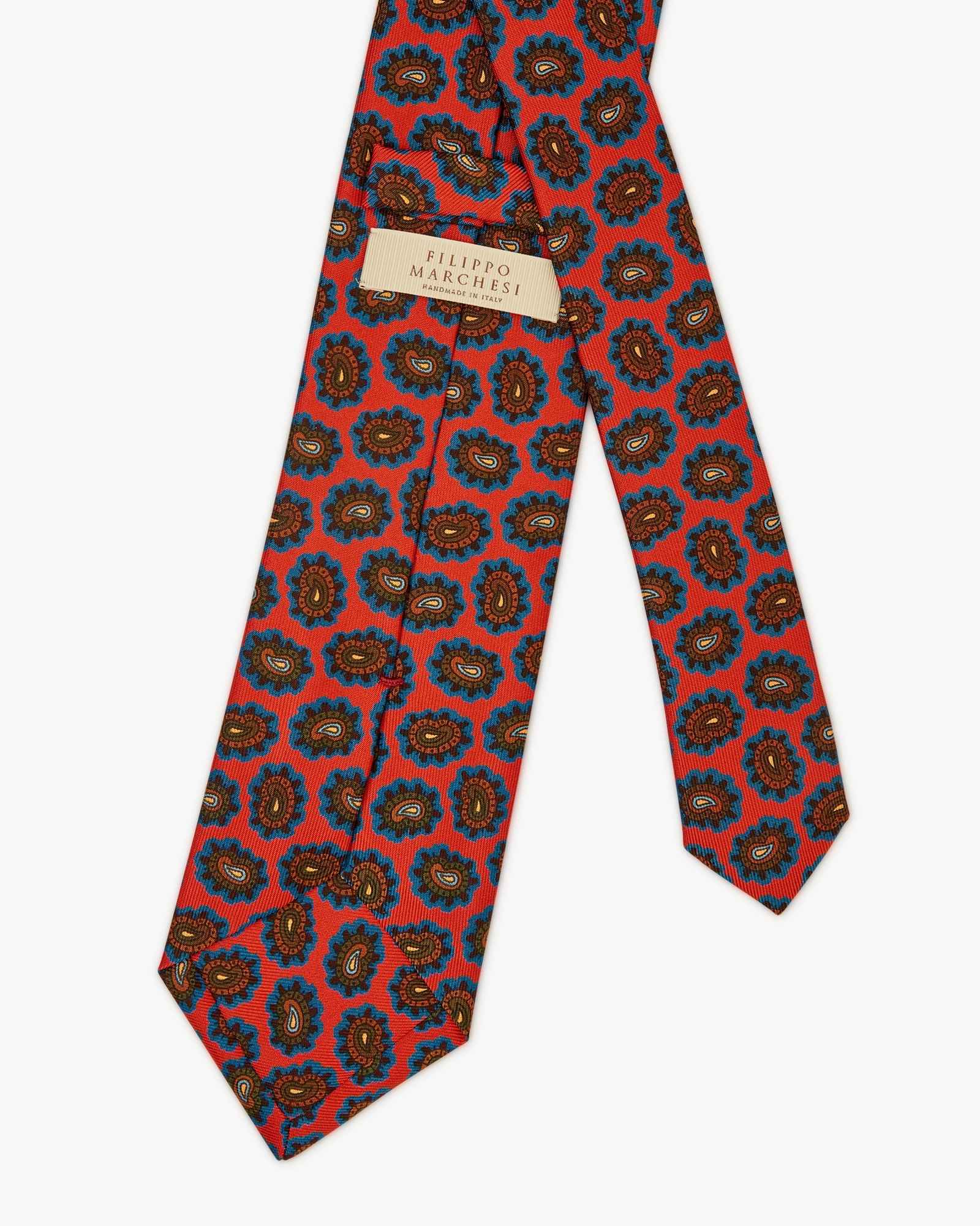 3-Fold Paisley Printed Italian Silk Tie - Red