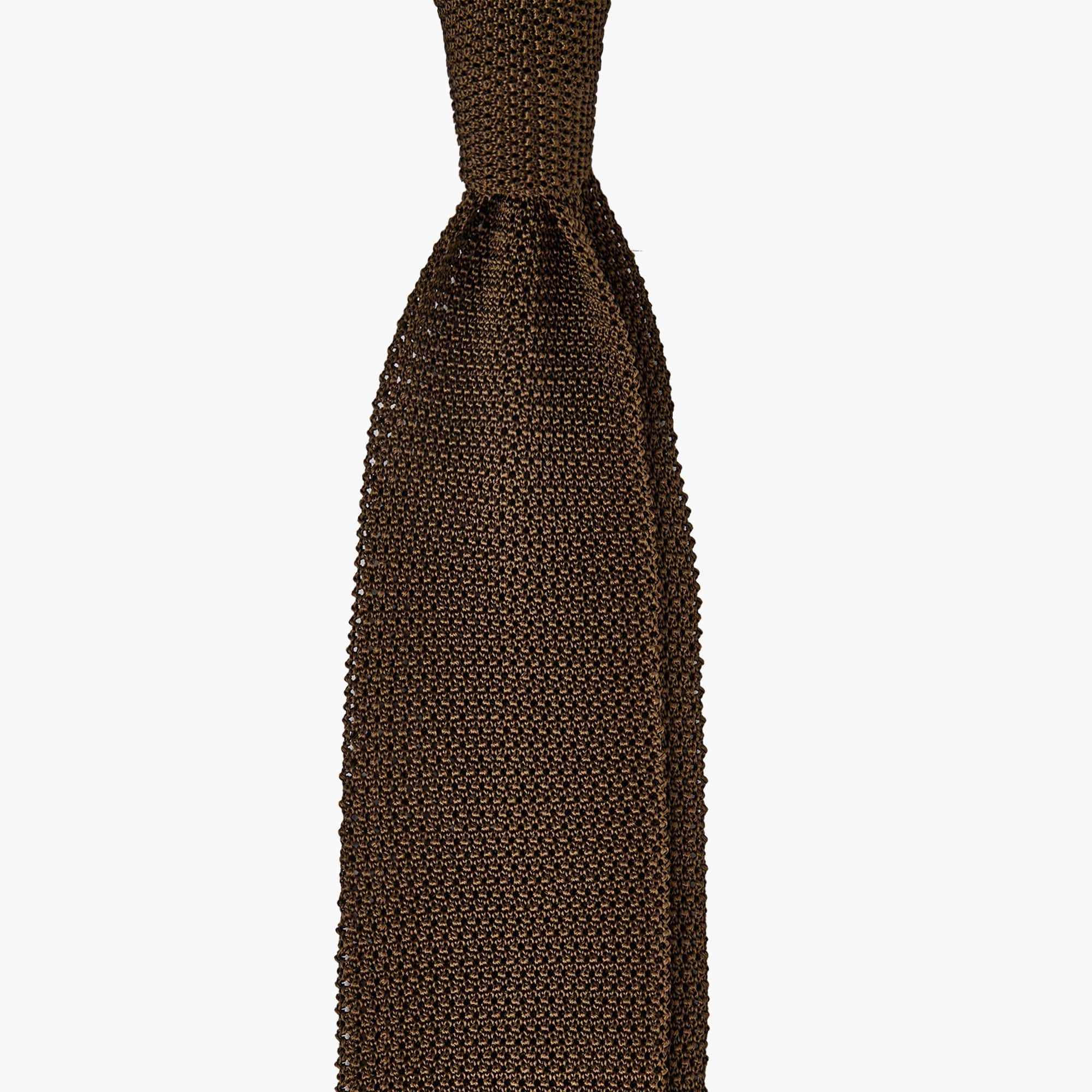 Knitted Solid Rice Grain Tie - Green