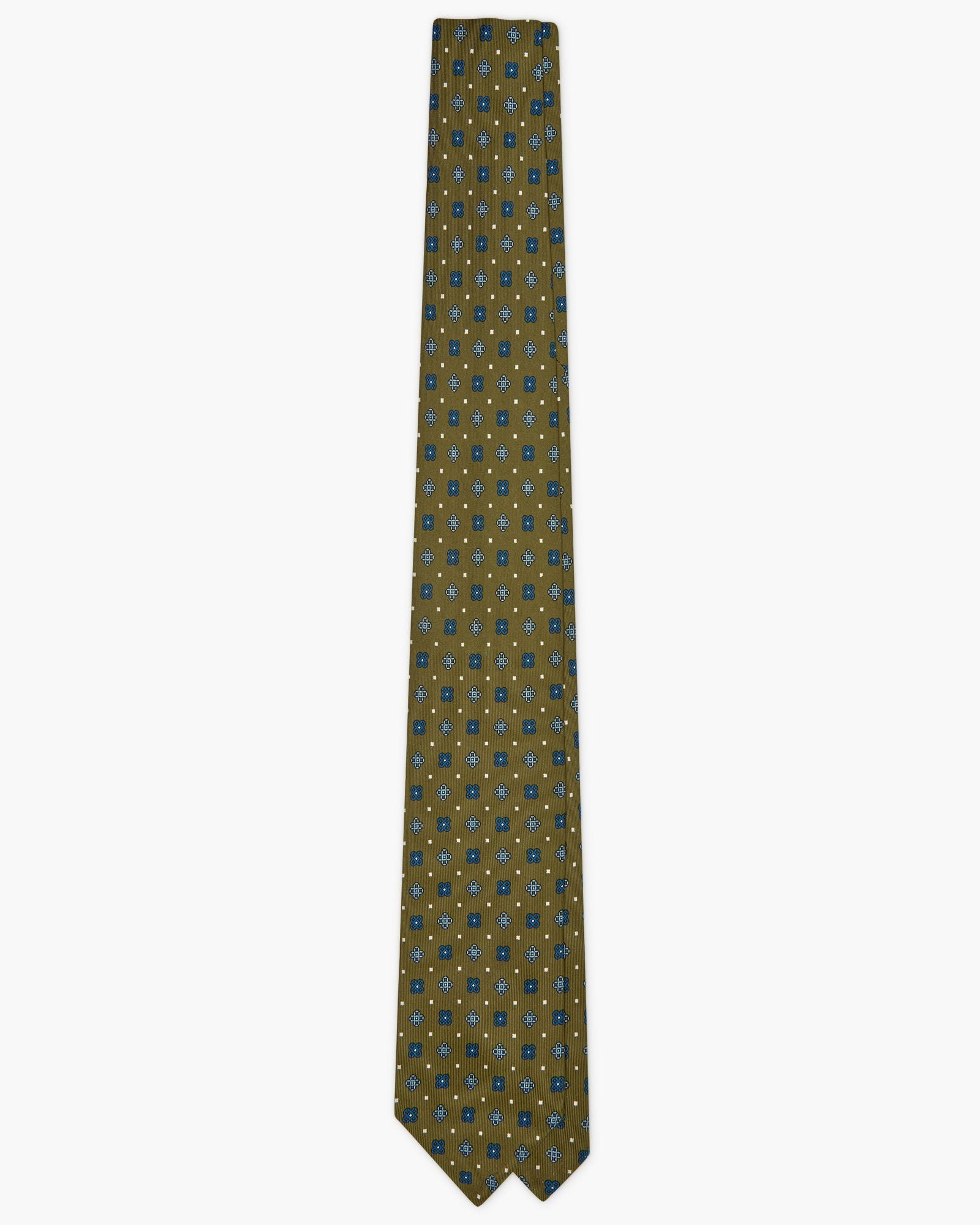 3-Fold Floral Printed English Silk Tie - Forest Green