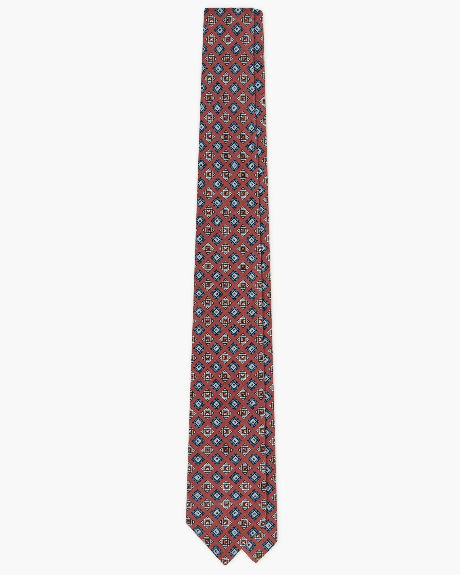 3-Fold Medallion Ancient Madder Silk Tie - Grape Red