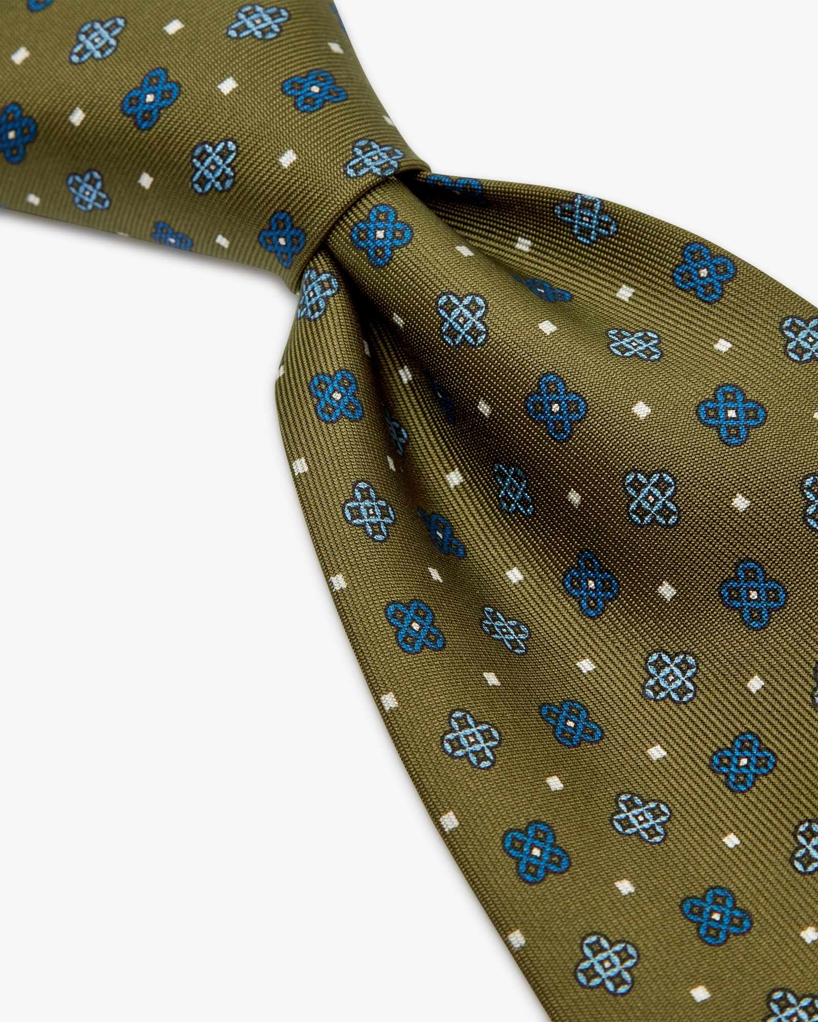 3-Fold Floral Printed English Silk Tie - Forest Green