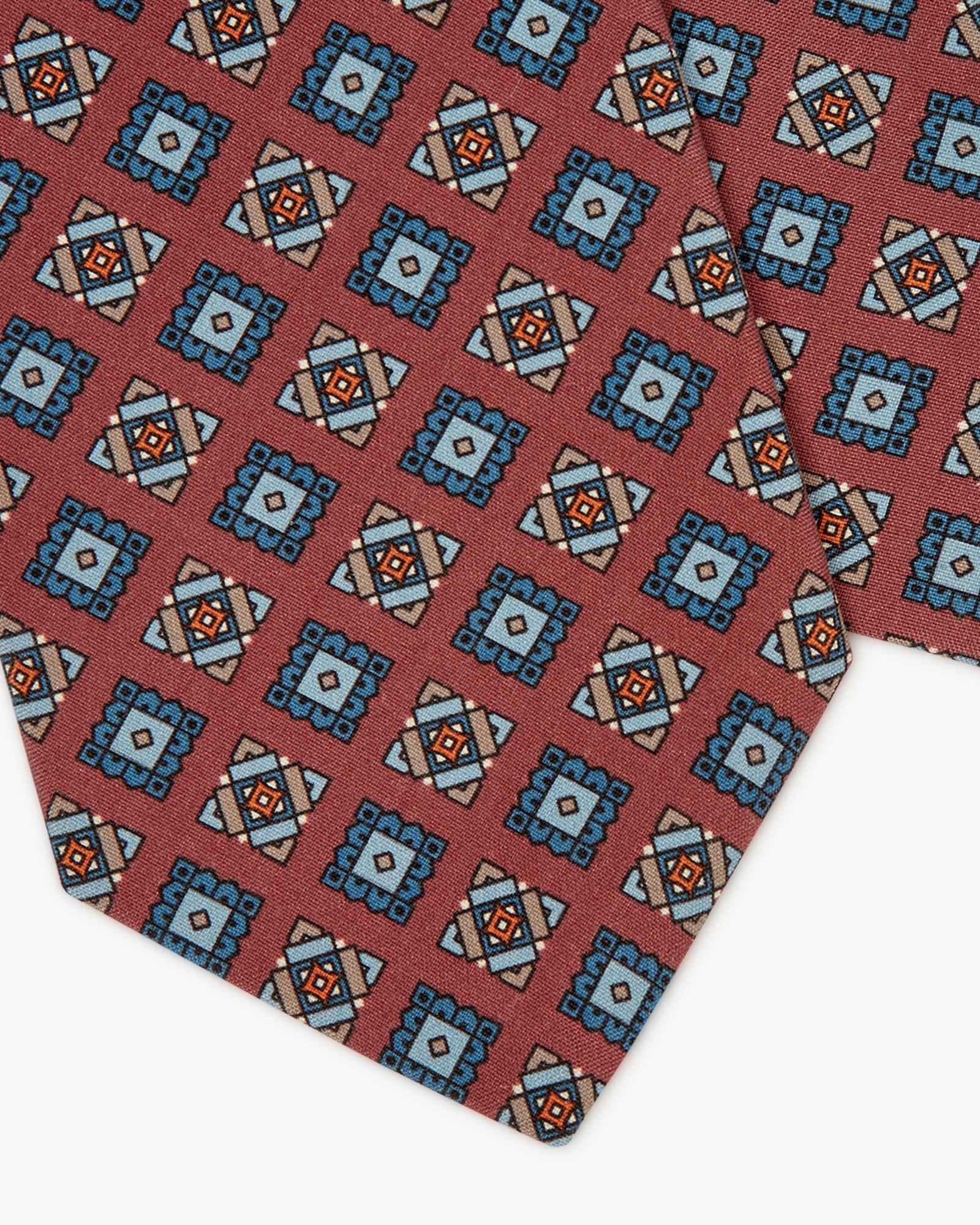 3-Fold Medallion Ancient Madder Silk Tie - Grape Red