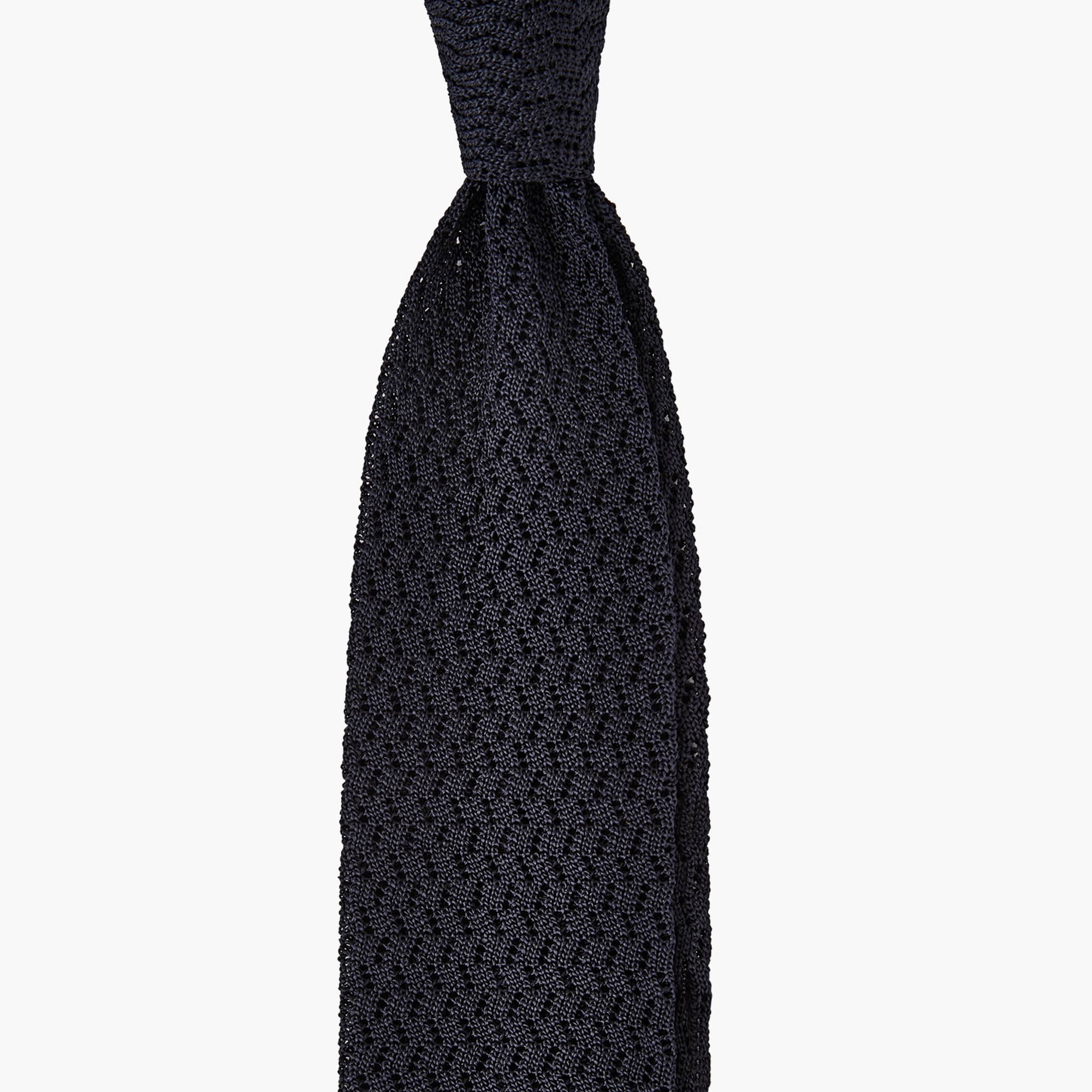 Knitted Solid ZigZag Tie - Blue