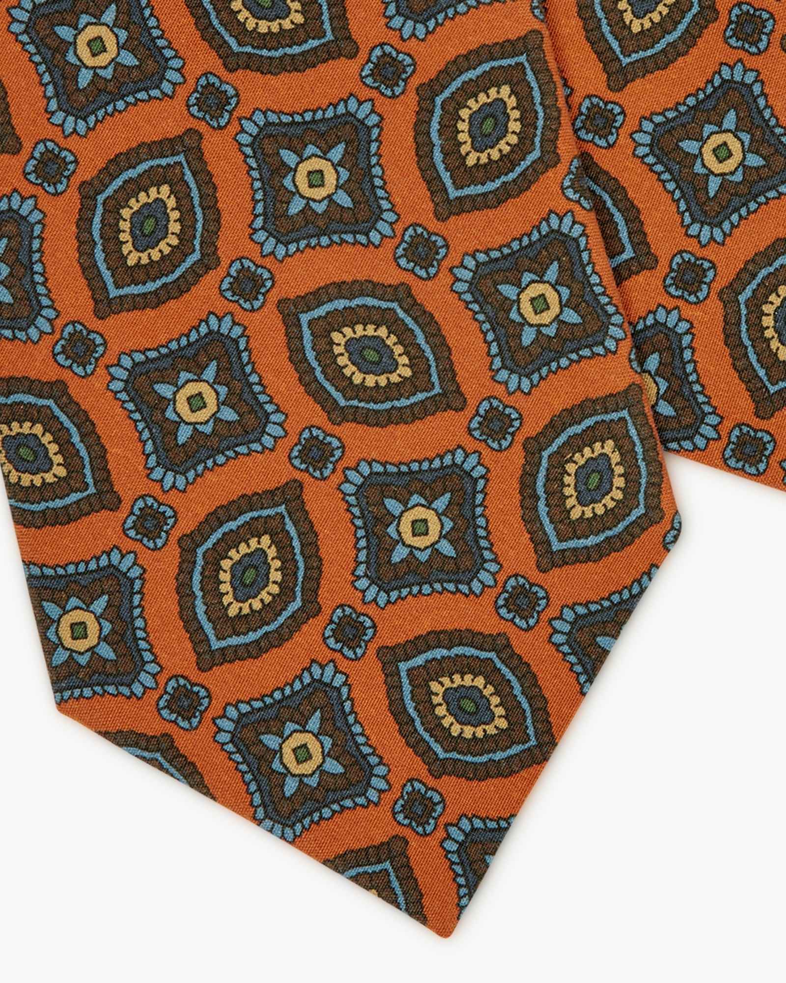 3-Fold Floral Ancient Madder Silk Tie - Orange