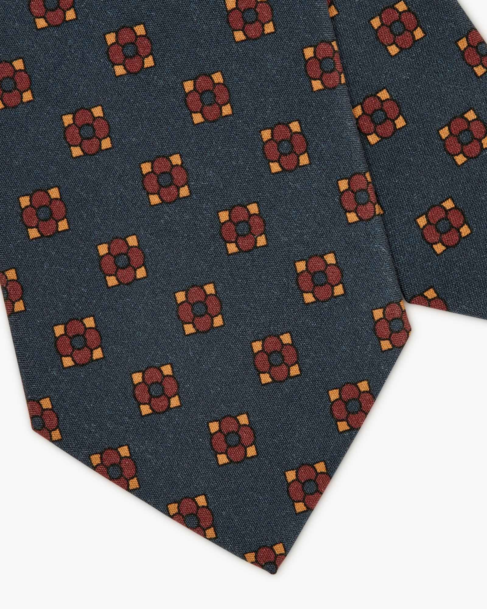 3-Fold Floral Ancient Madder Silk Tie - Blue