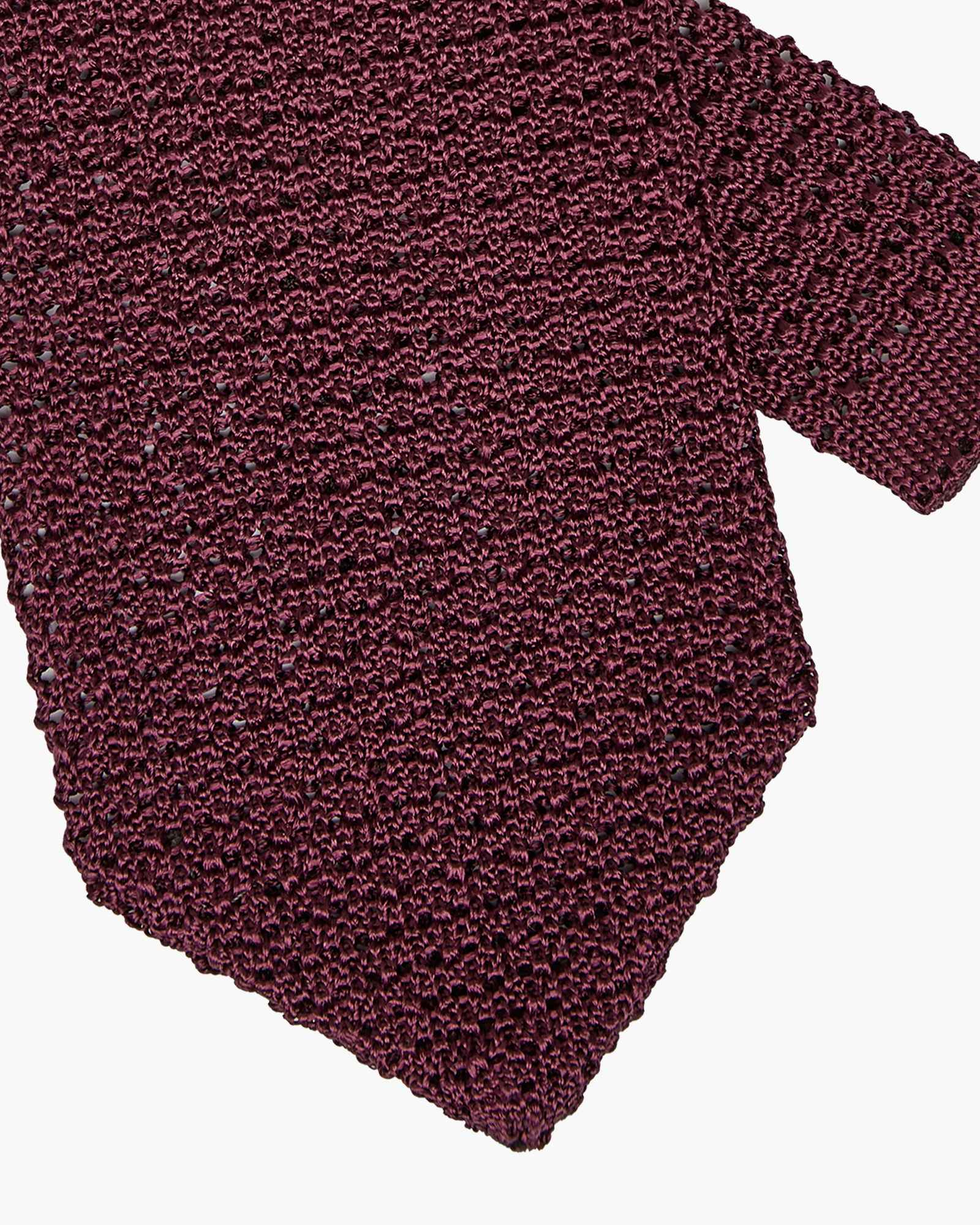 Knitted Solid Crochet Tie - Grape Red