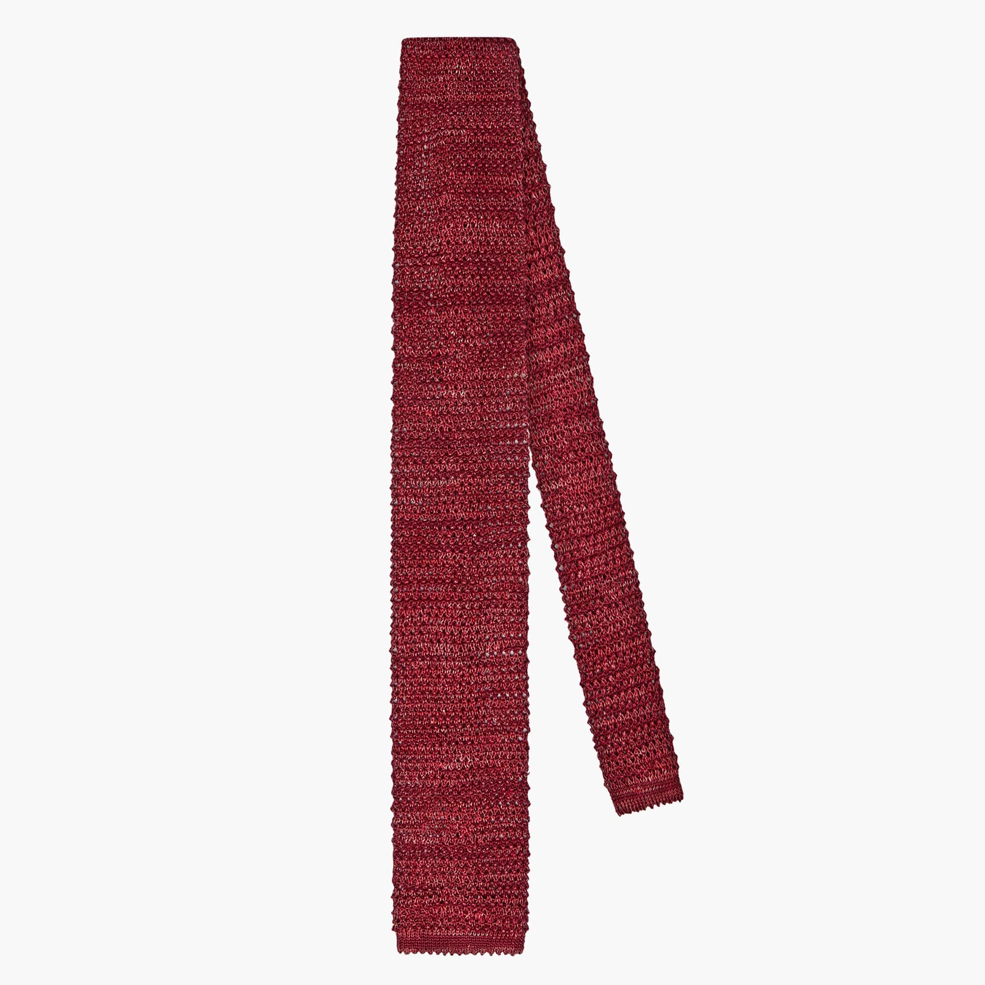Knitted Solid Tie - Melange Red