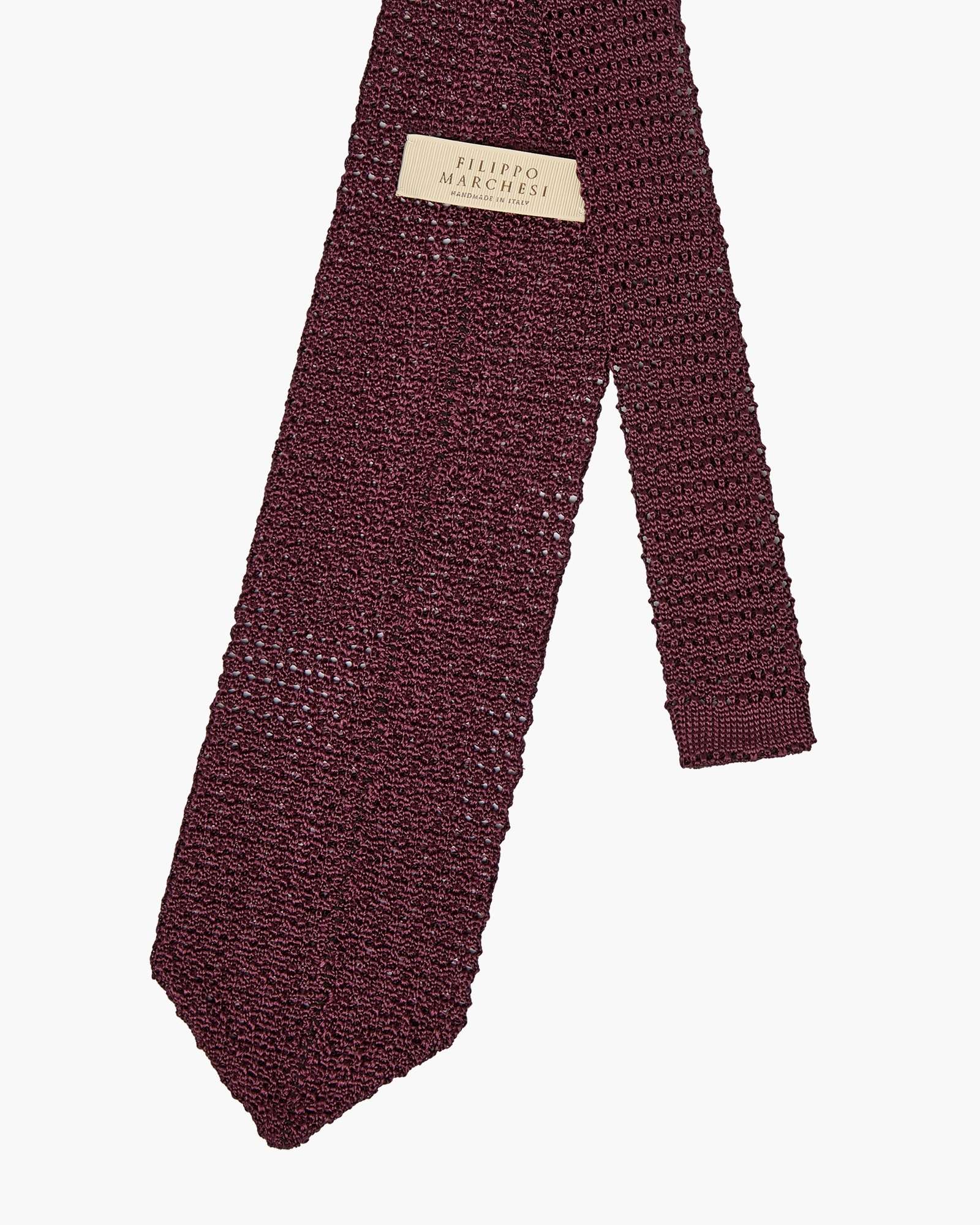 Knitted Solid Crochet Tie - Grape Red