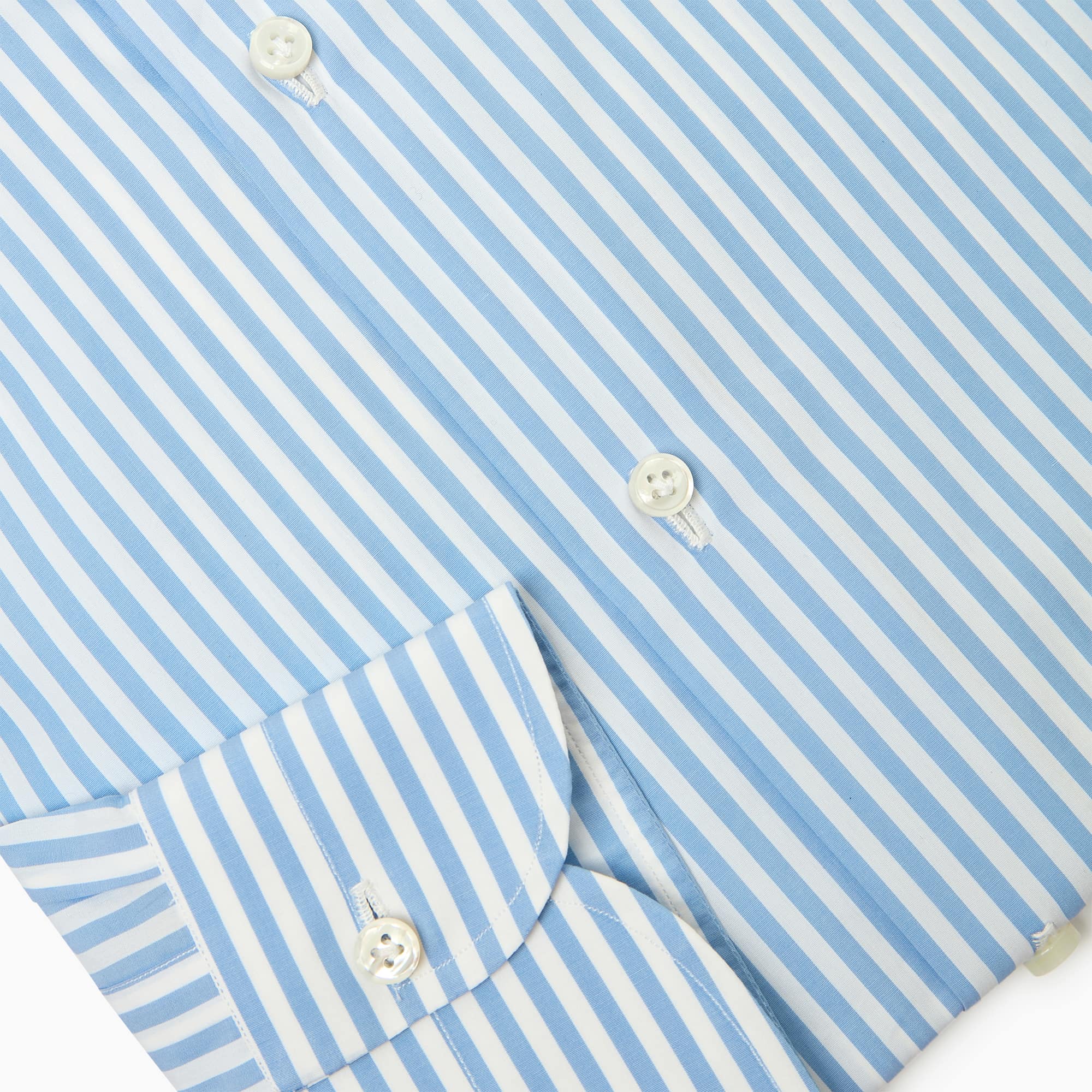 Camicia Classica Sartoriale a Righe in Cotone Collo Cutaway - Azzurro