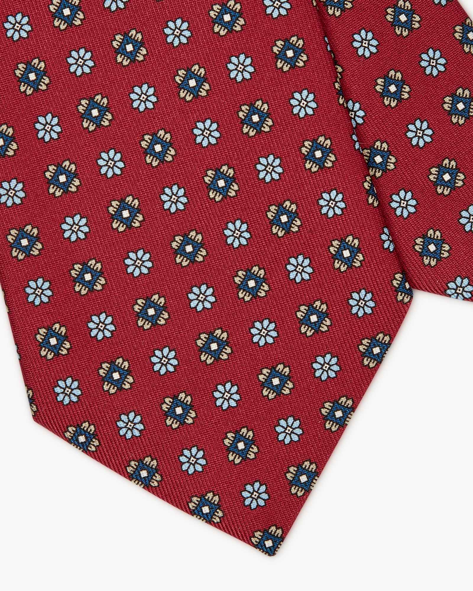 3-Fold Floral Printed English Silk Tie - Grape Red