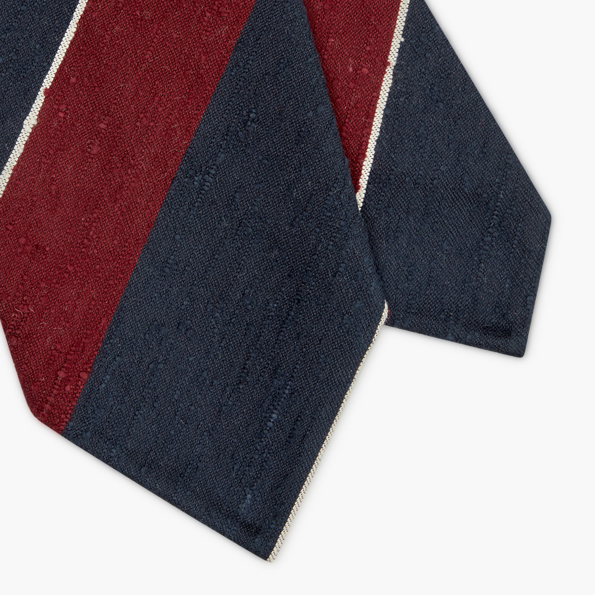 3-Fold Multi Stripe Shantung Silk Tie - Bordeaux Blue
