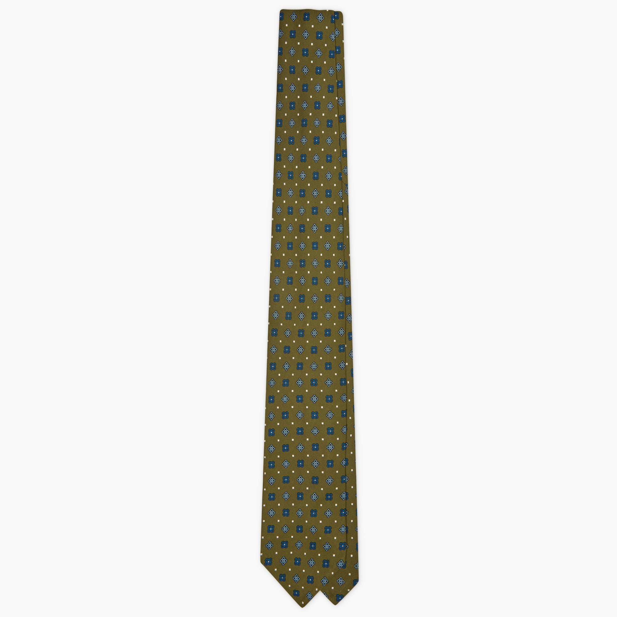3-Fold Floral Printed English Silk Tie - Forest Green