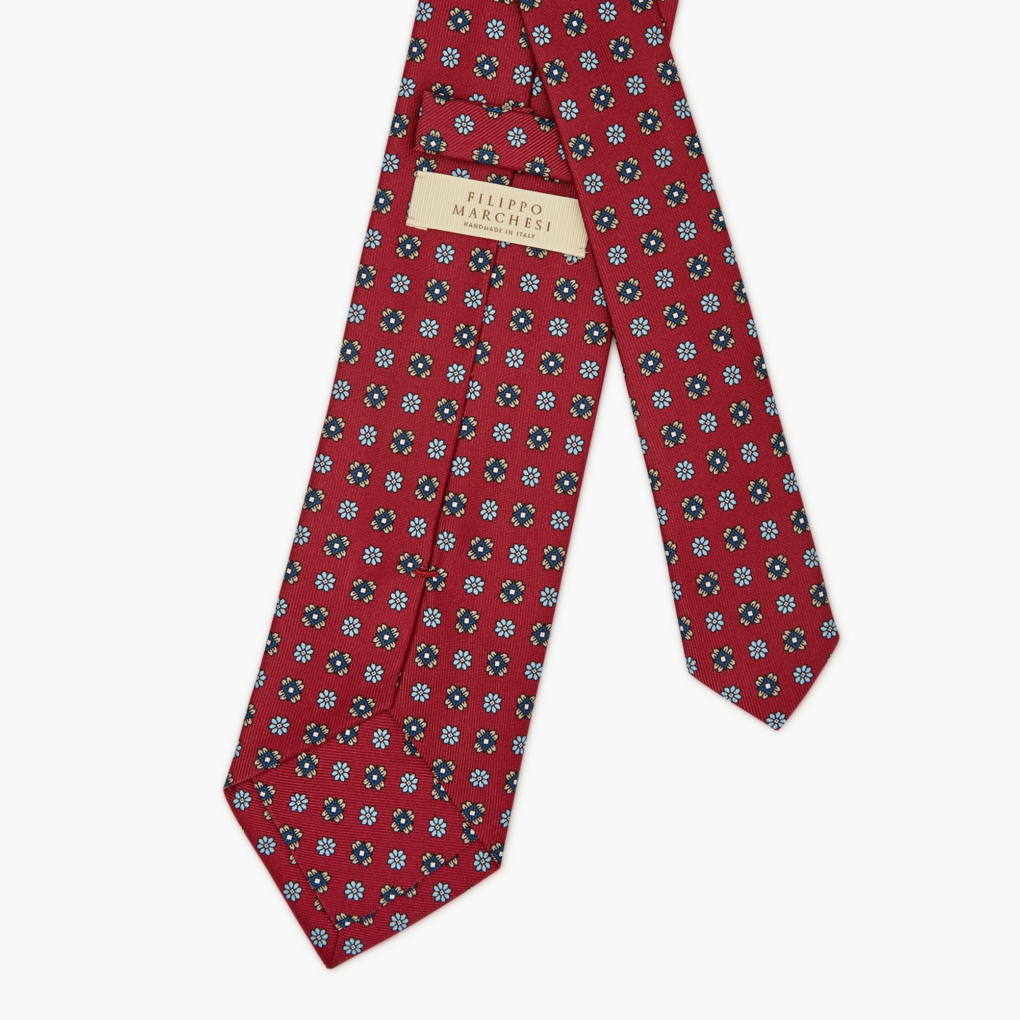 3-Fold Floral Printed English Silk Tie - Grape Red
