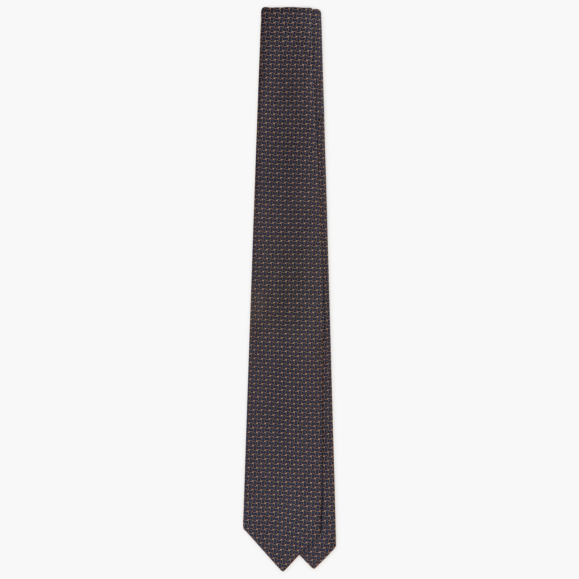 Cravatta 3 Pieghe In Seta Jacquard Microdisegno - Blu