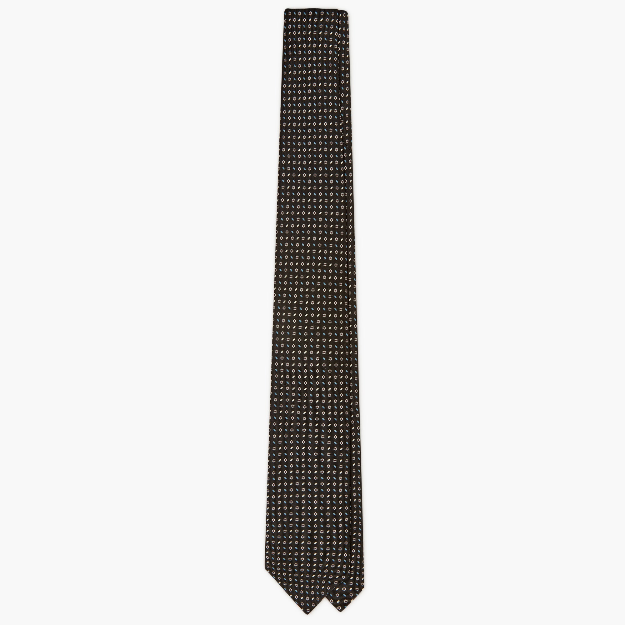 3-Fold Micro Pattern Printed Italian Silk Tie - Black