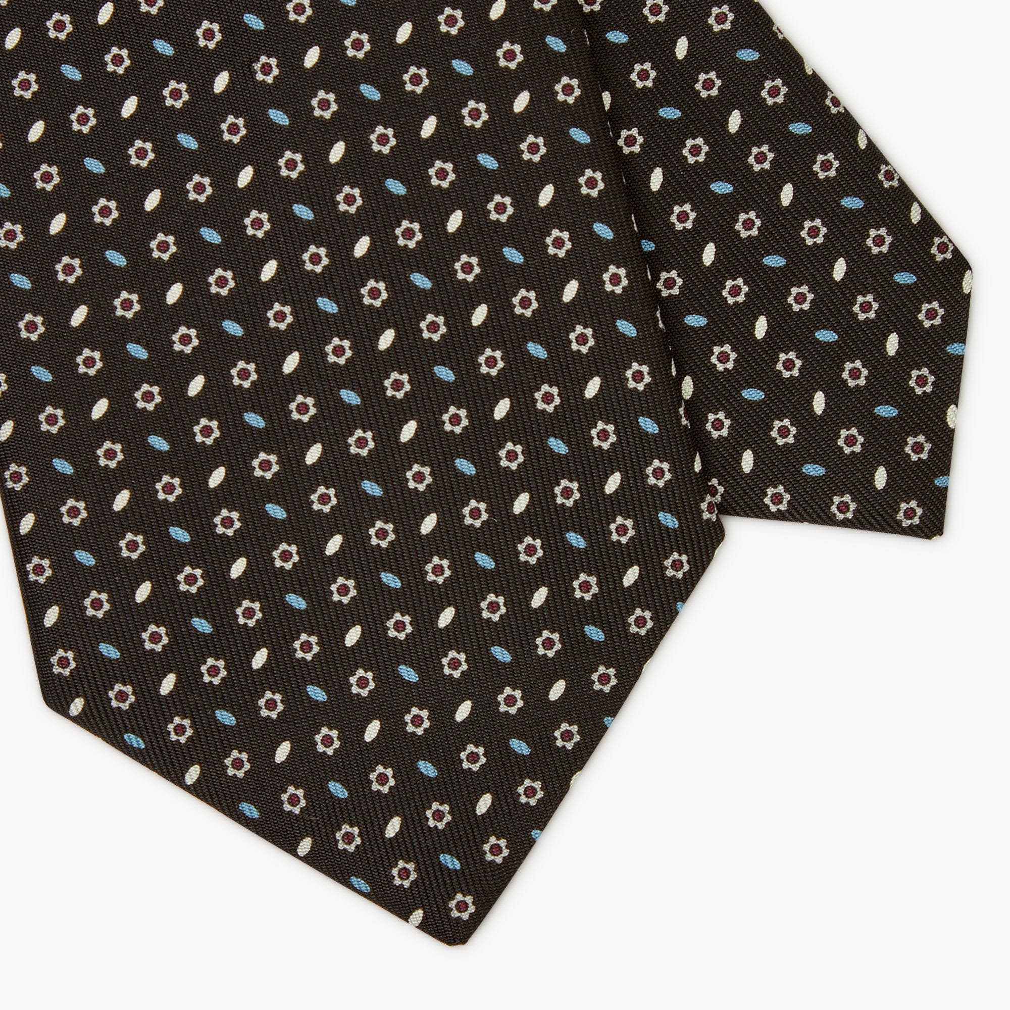 3-Fold Micro Pattern Printed Italian Silk Tie - Black