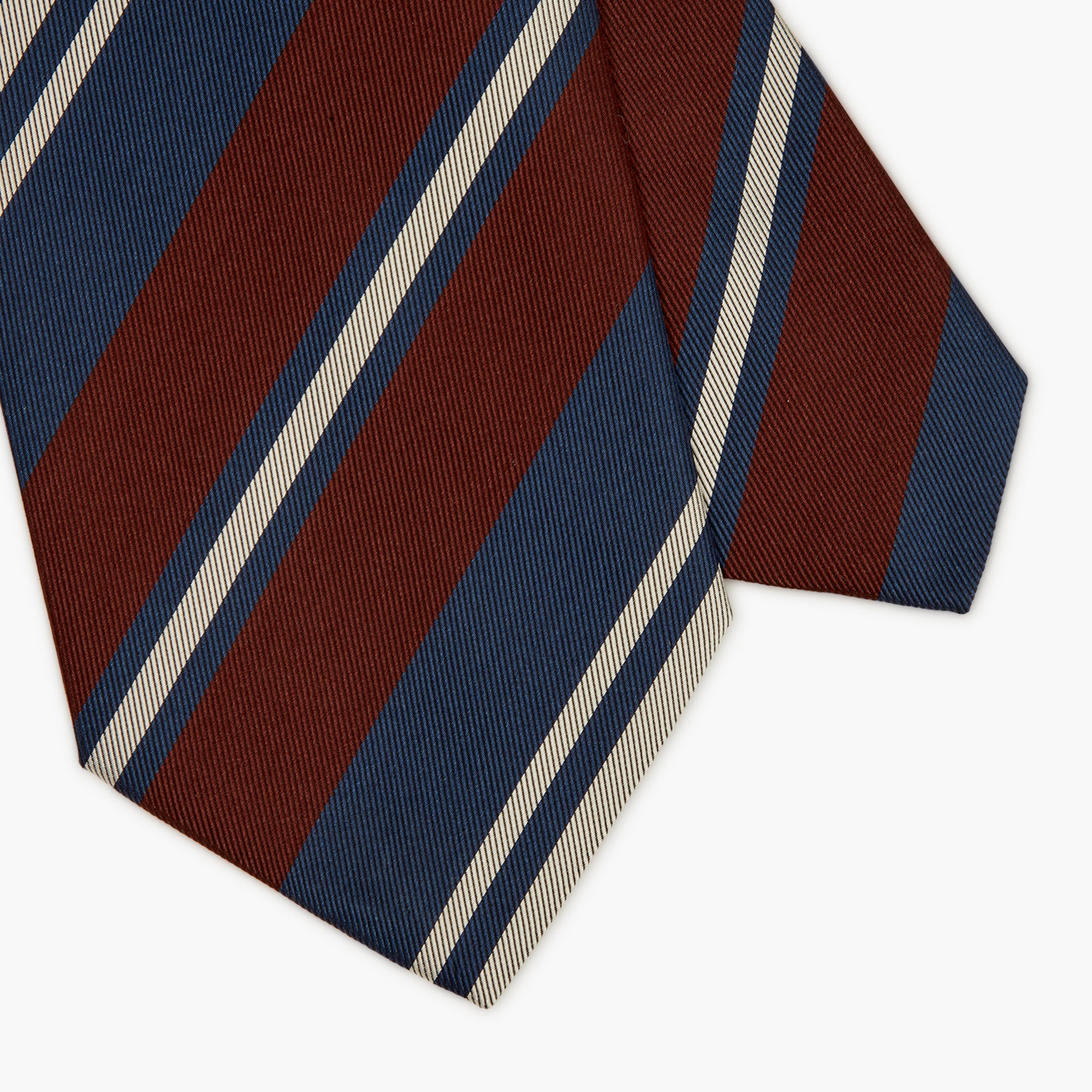 3-Fold Multi Stripe Jacquard Silk Tie - Blue Brown