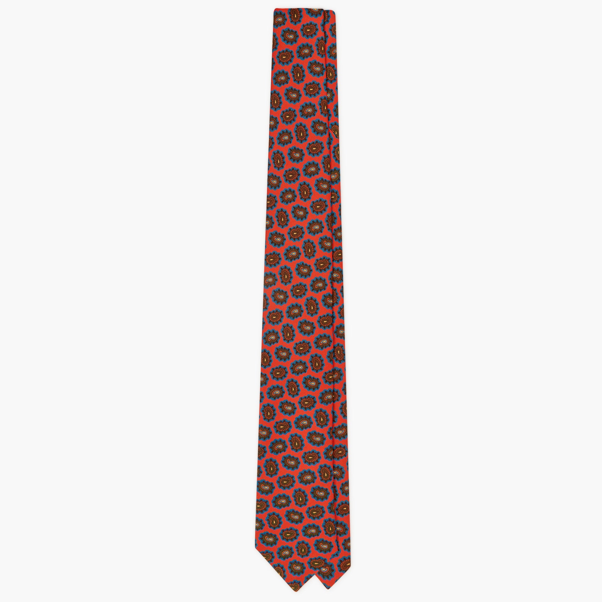 3-Fold Paisley Printed Italian Silk Tie - Red