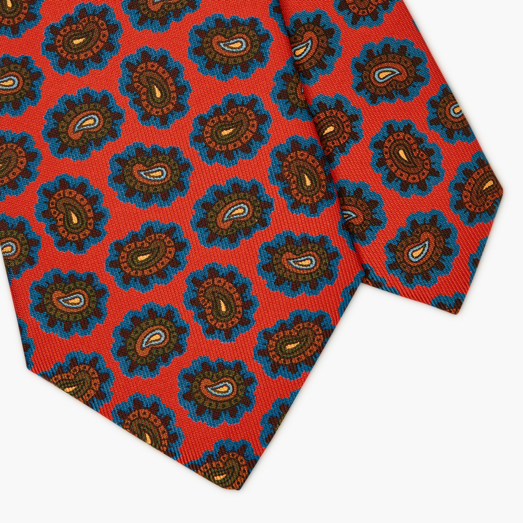 3-Fold Paisley Printed Italian Silk Tie - Red