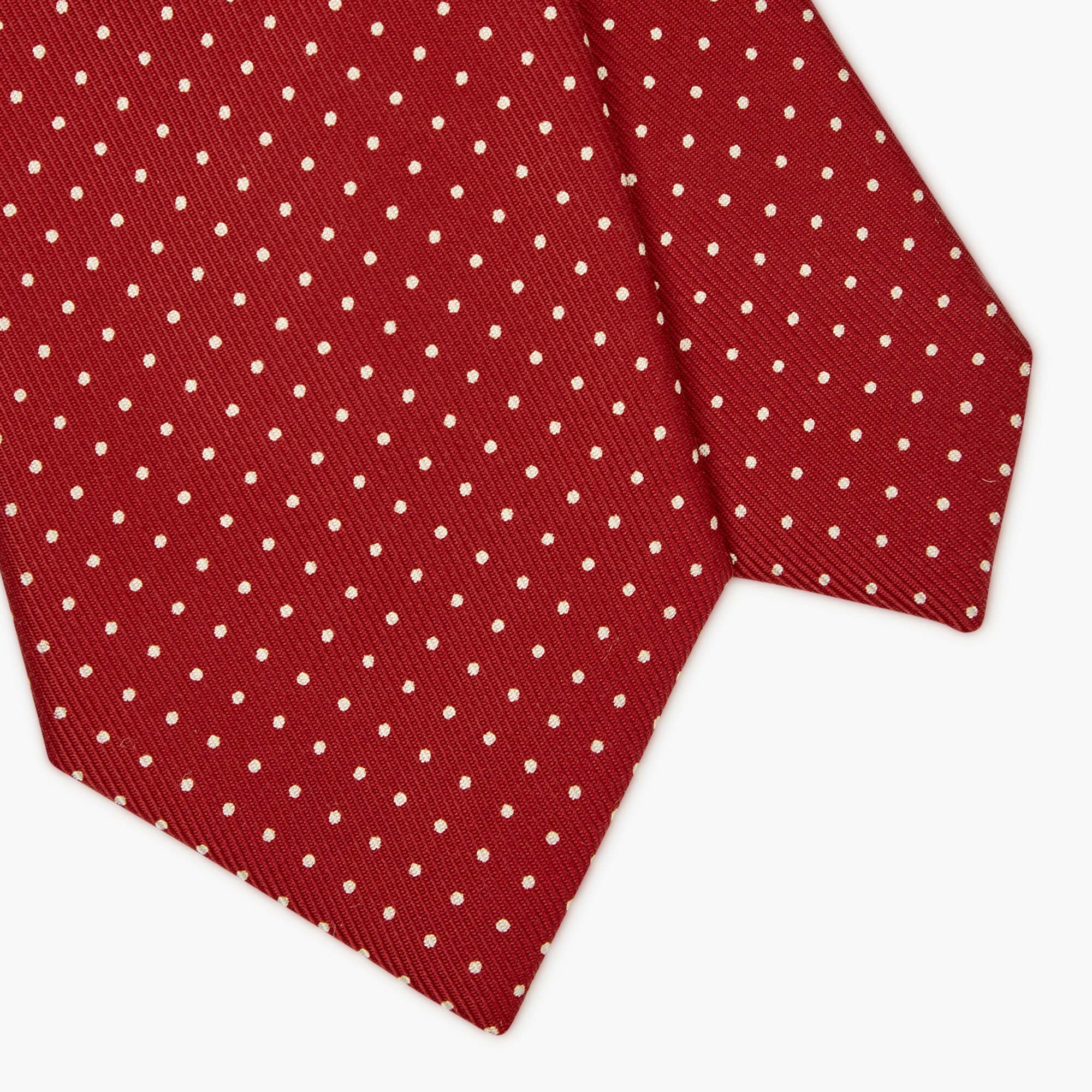 3-Fold Polka Dot Printed English Silk Tie - Burgundy