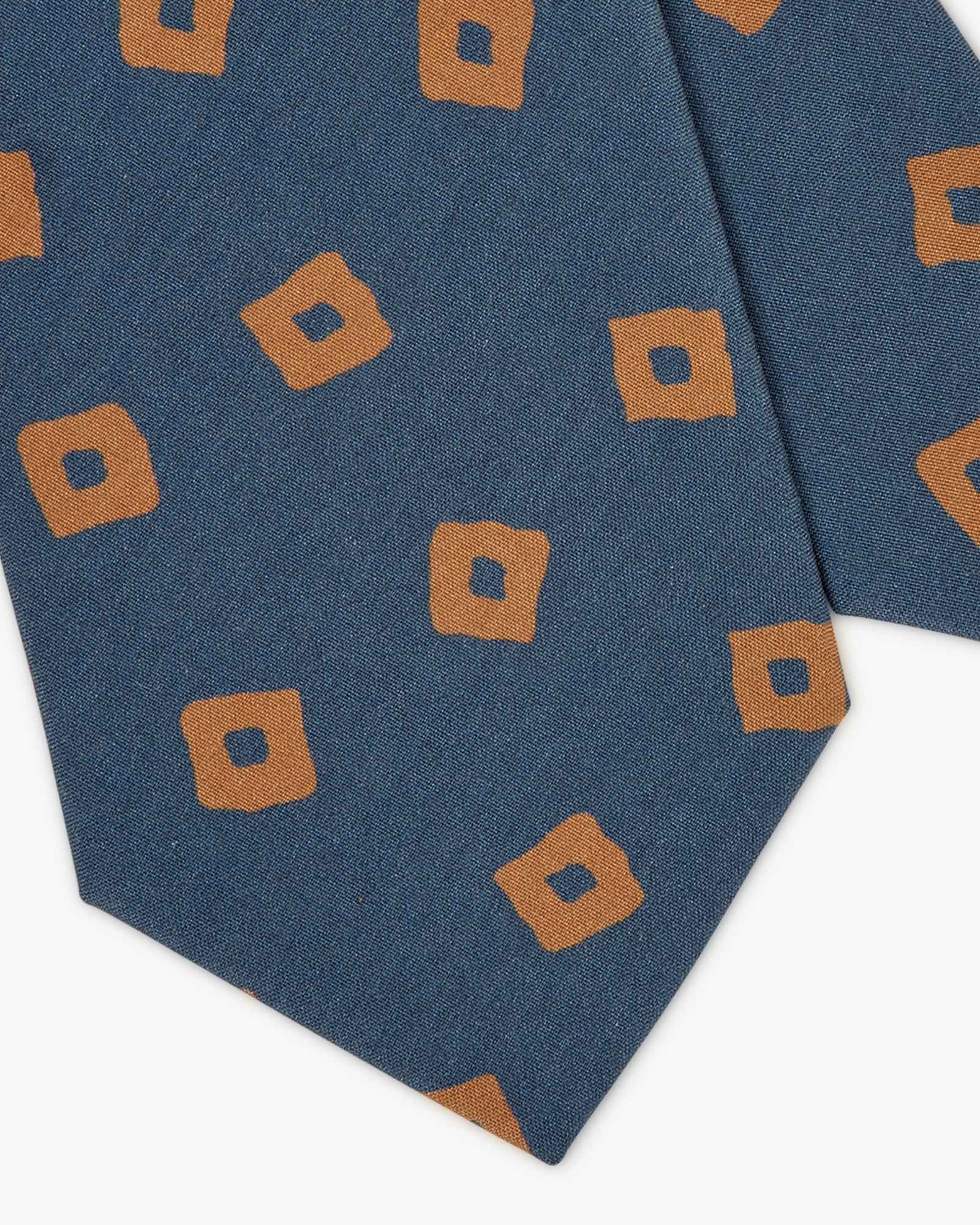 3-Fold Cube Ancient Madder Silk Tie - Blue