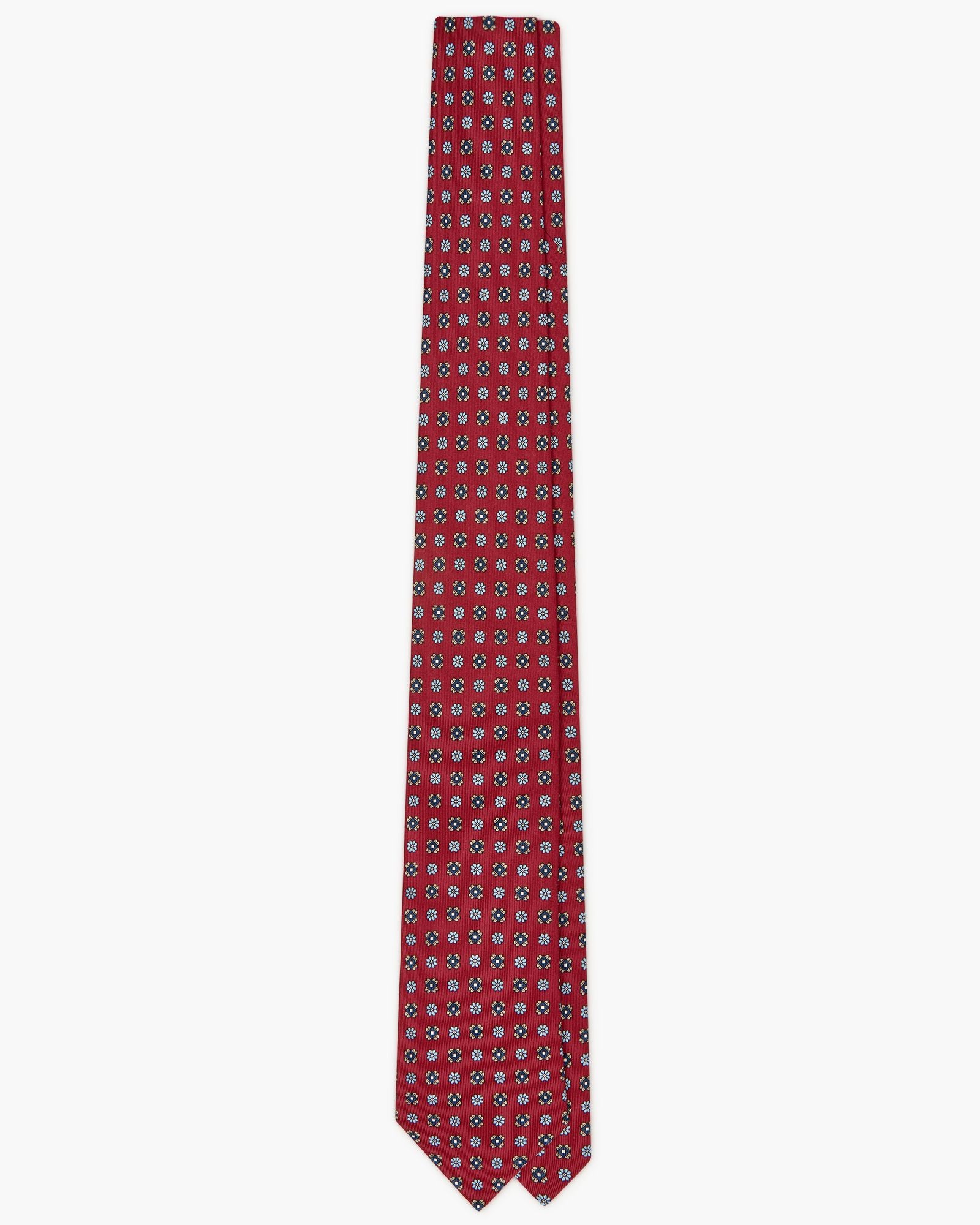 3-Fold Floral Printed English Silk Tie - Grape Red