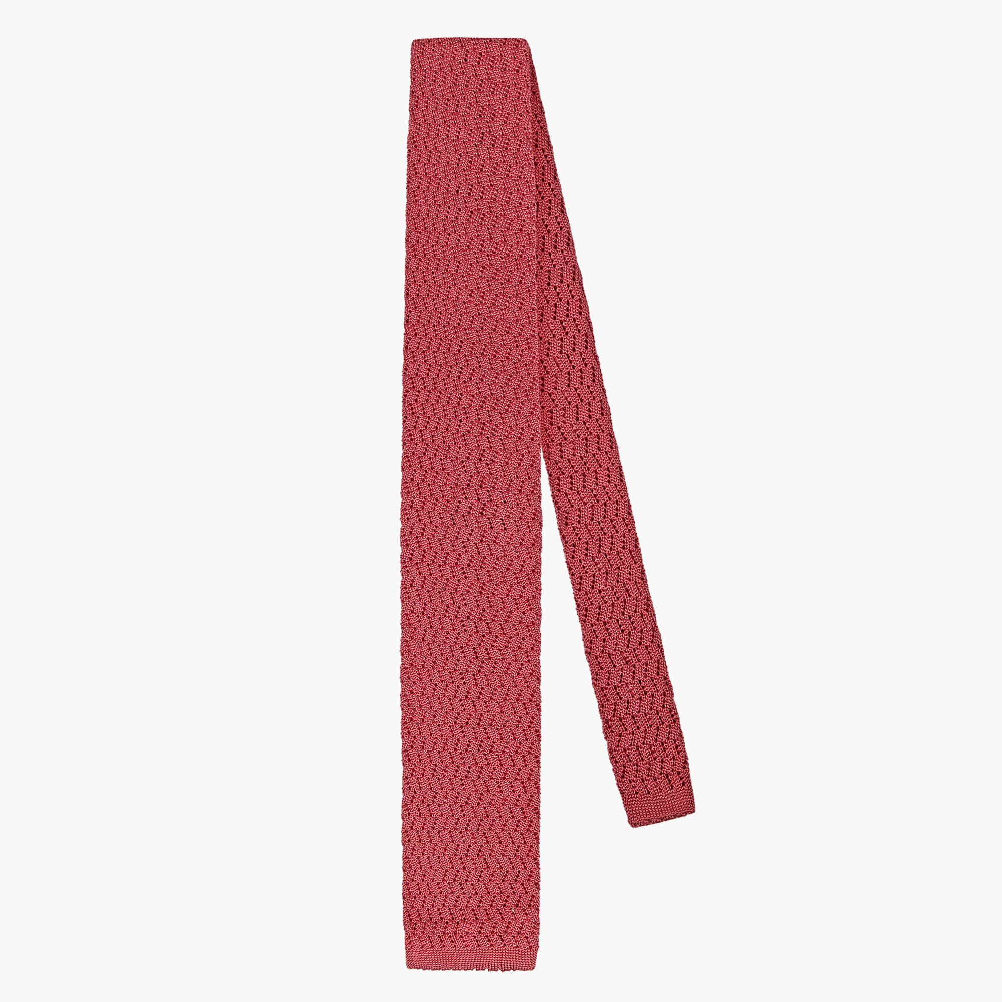 Cravatta Tricot in Maglia ZigZag - Corallo