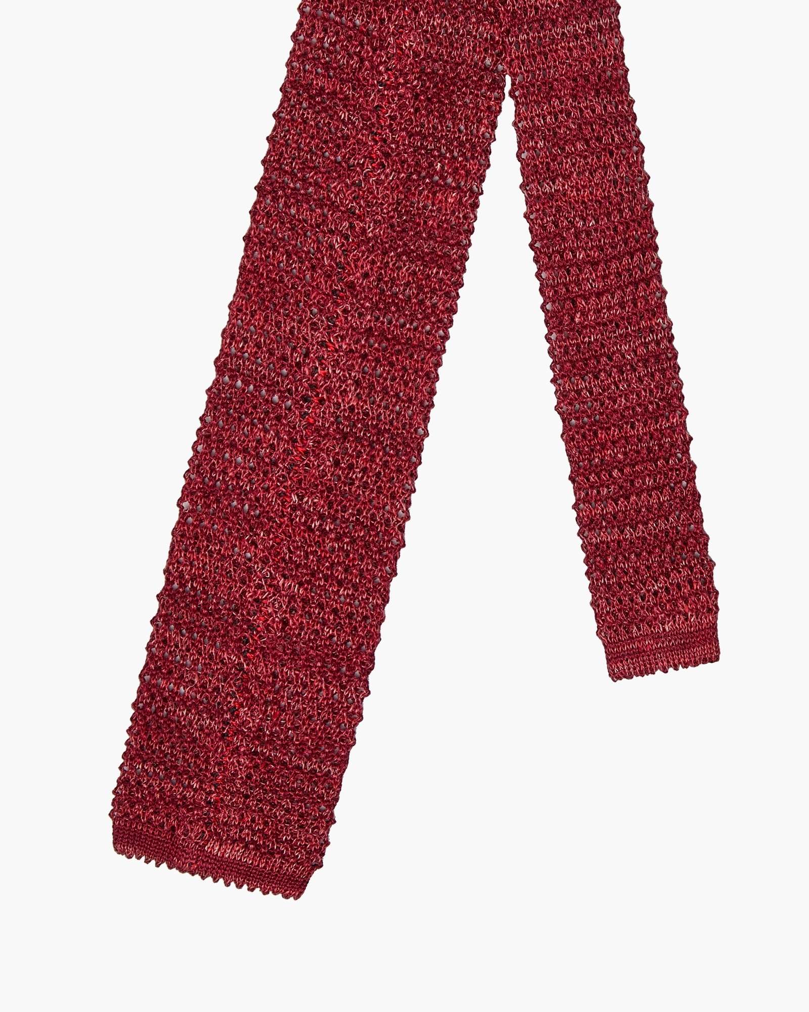 Knitted Solid Tie - Melange Red