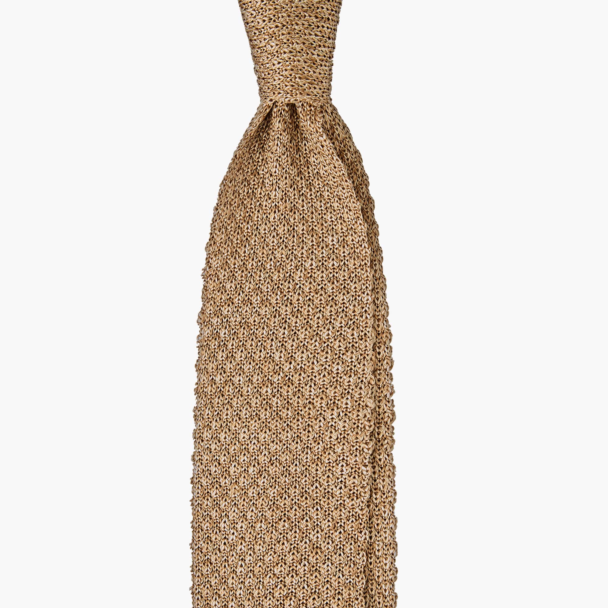 Knitted Solid Tie - Melange Beige