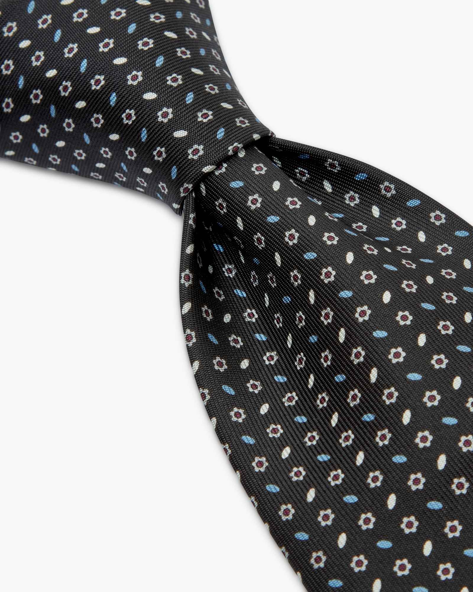 3-Fold Micro Pattern Printed Italian Silk Tie - Black