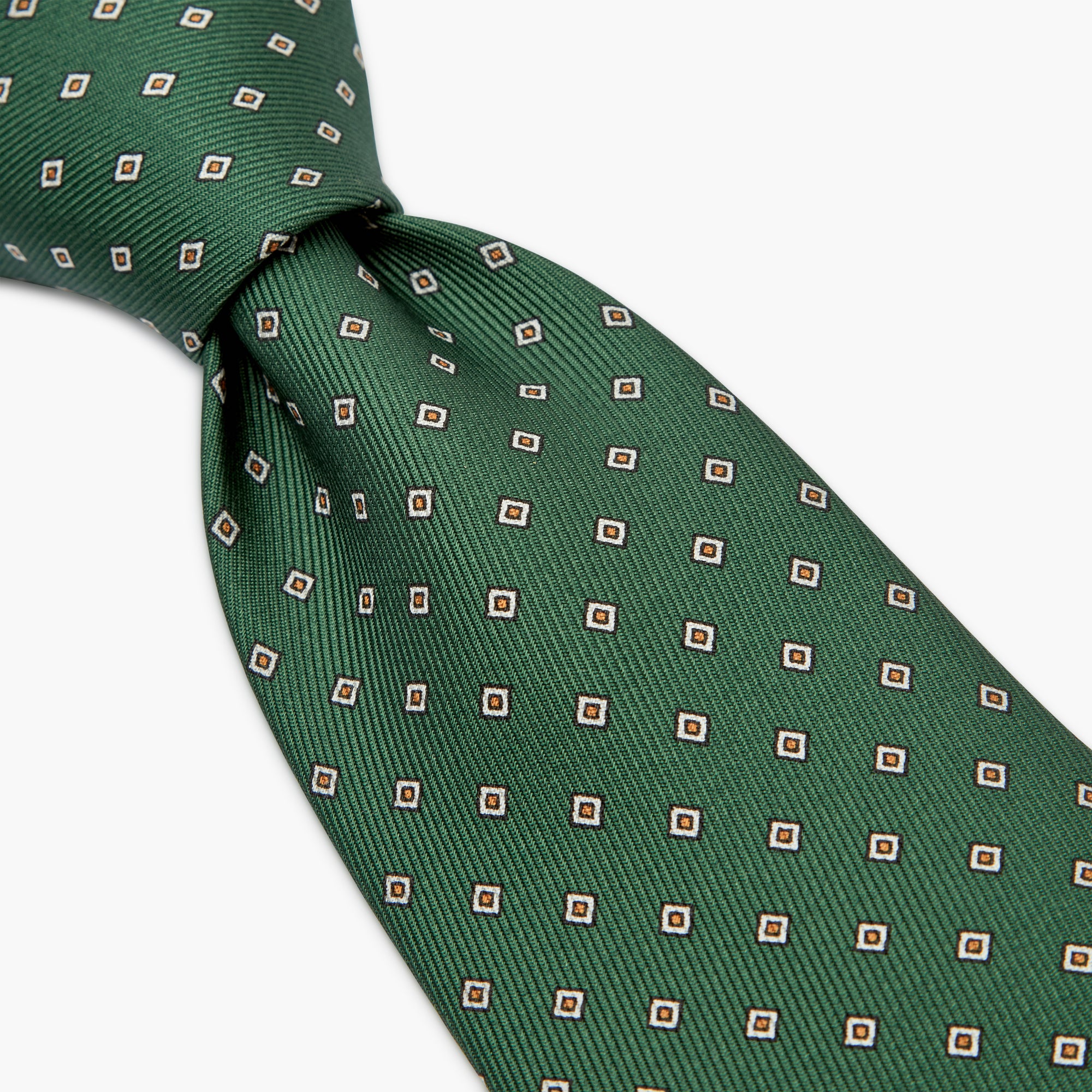 Cravatta 7 Pieghe In Seta Inglese Stampata Con Diamanti - Verde