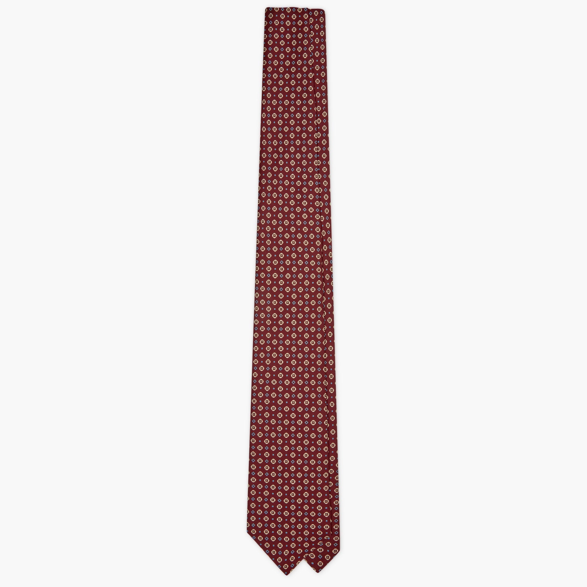 7 fold micro pattern printed english silk tie burgundy - cravatta 7 pieghe stampata seta inglese bordeaux