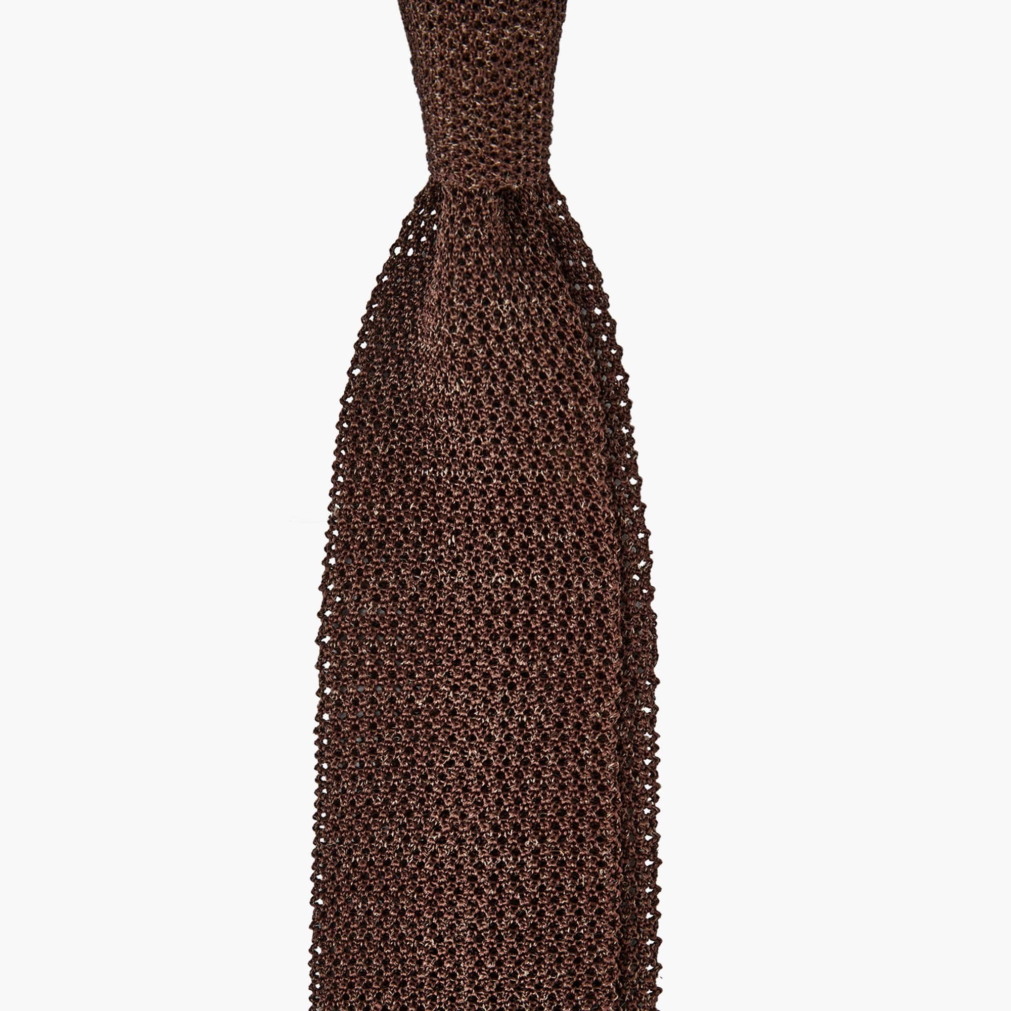 Knitted Solid Tie - Melange Brown