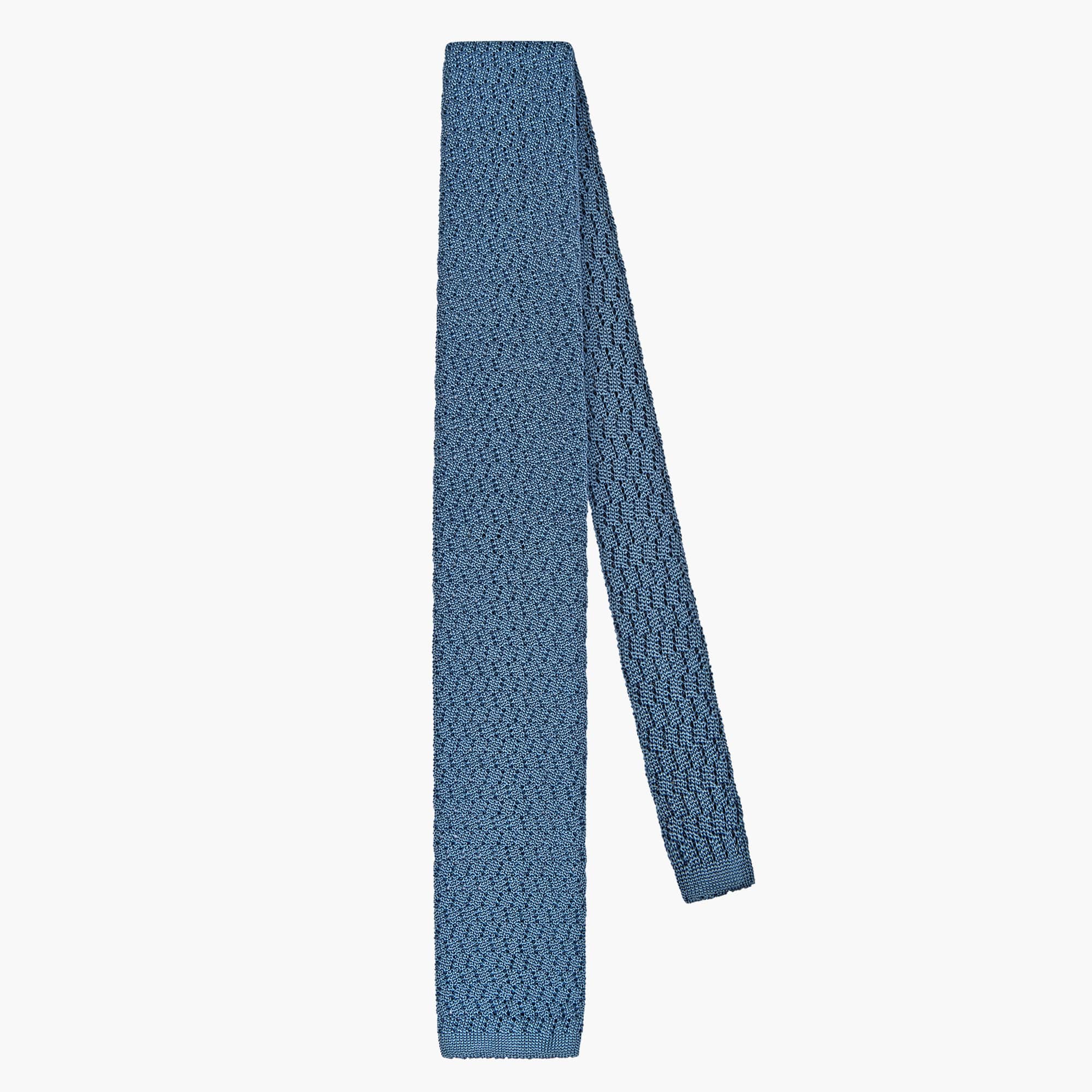 Cravatta Tricot in Maglia ZigZag - Blu Mare