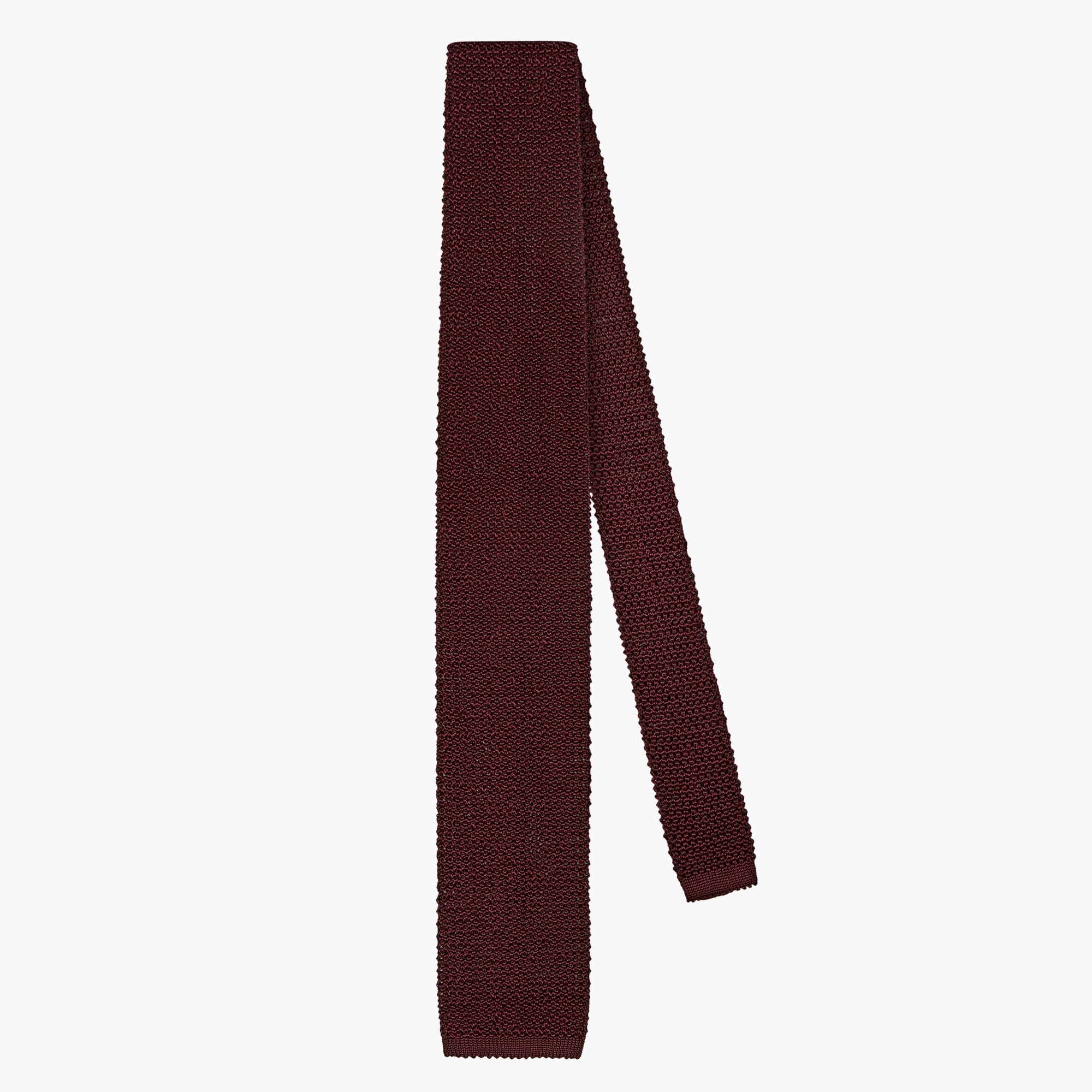 Knitted Solid Rice Grain Tie - Bordeaux