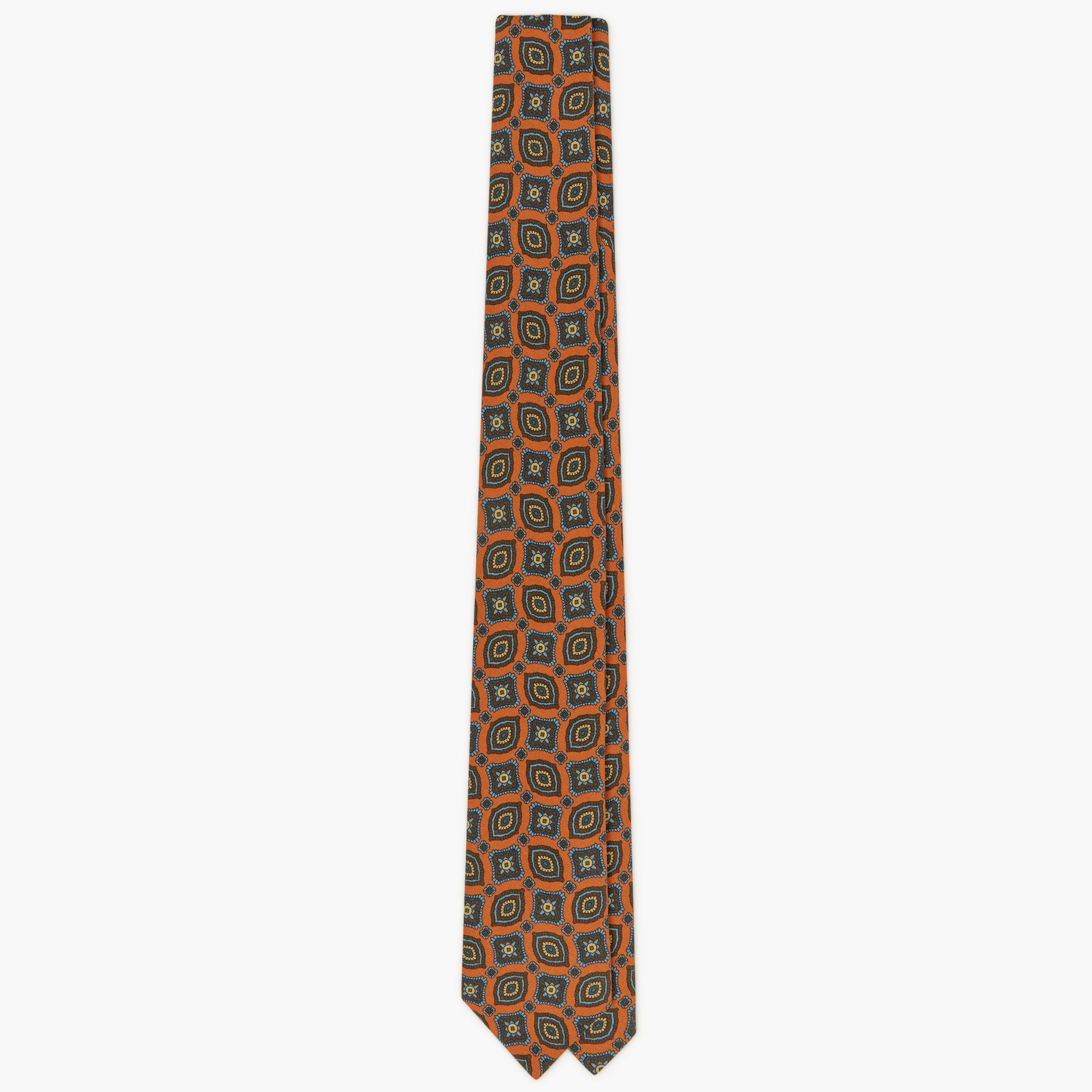 Cravatta 3 Pieghe In Seta Madder Floreale - Arancione