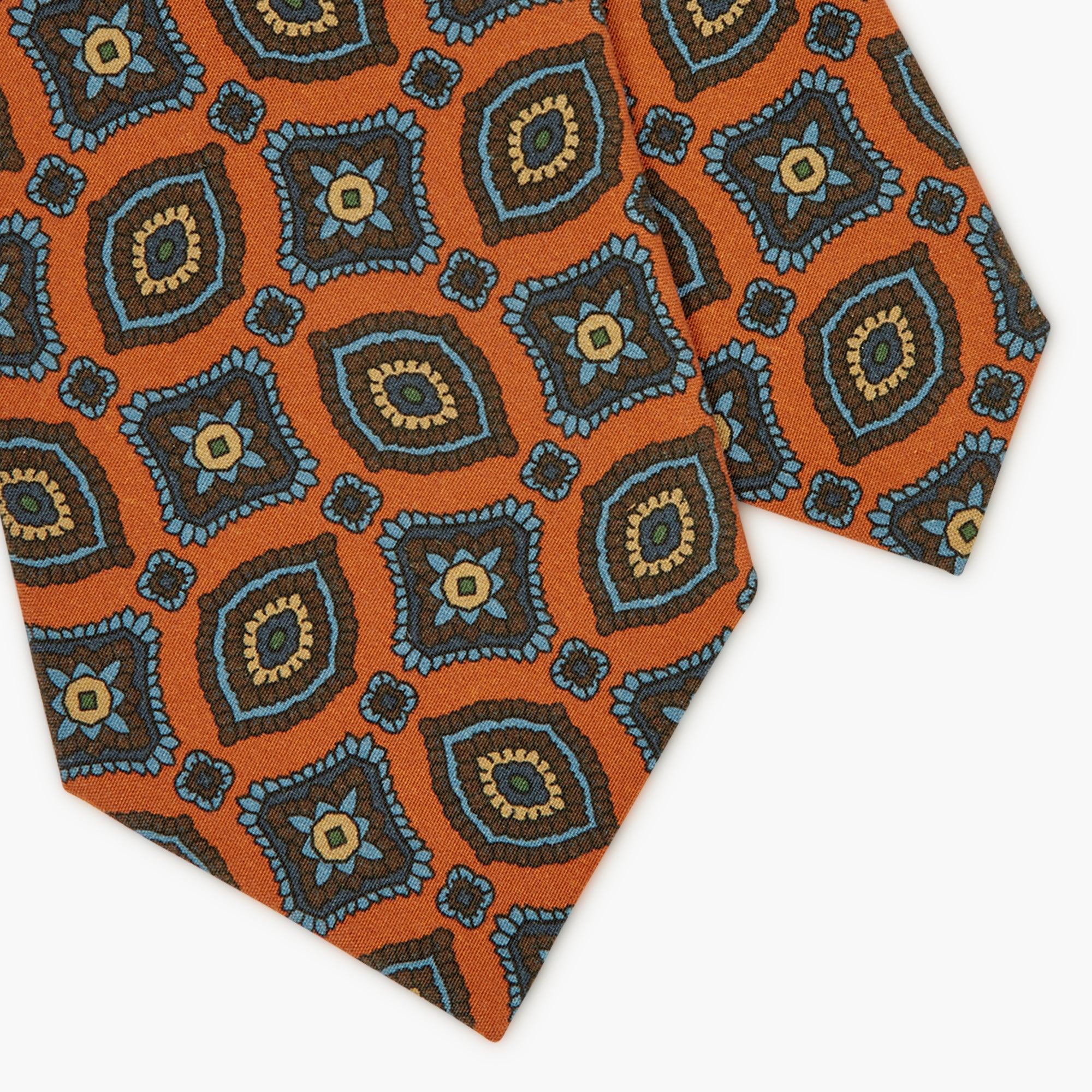 3-Fold Floral Ancient Madder Silk Tie - Orange