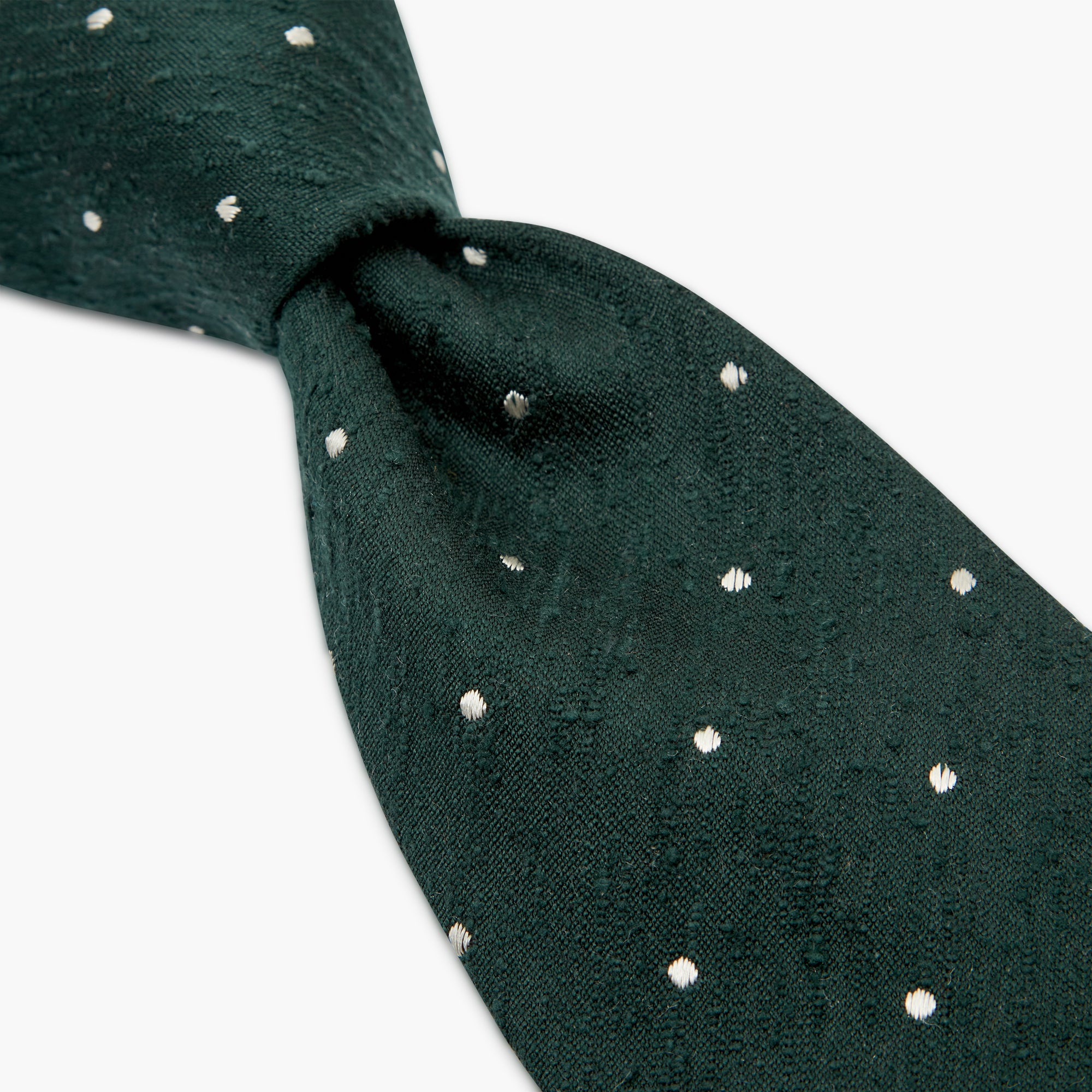 Cravatta 3 Pieghe In Seta Shantung A Pois - Verde Bianco