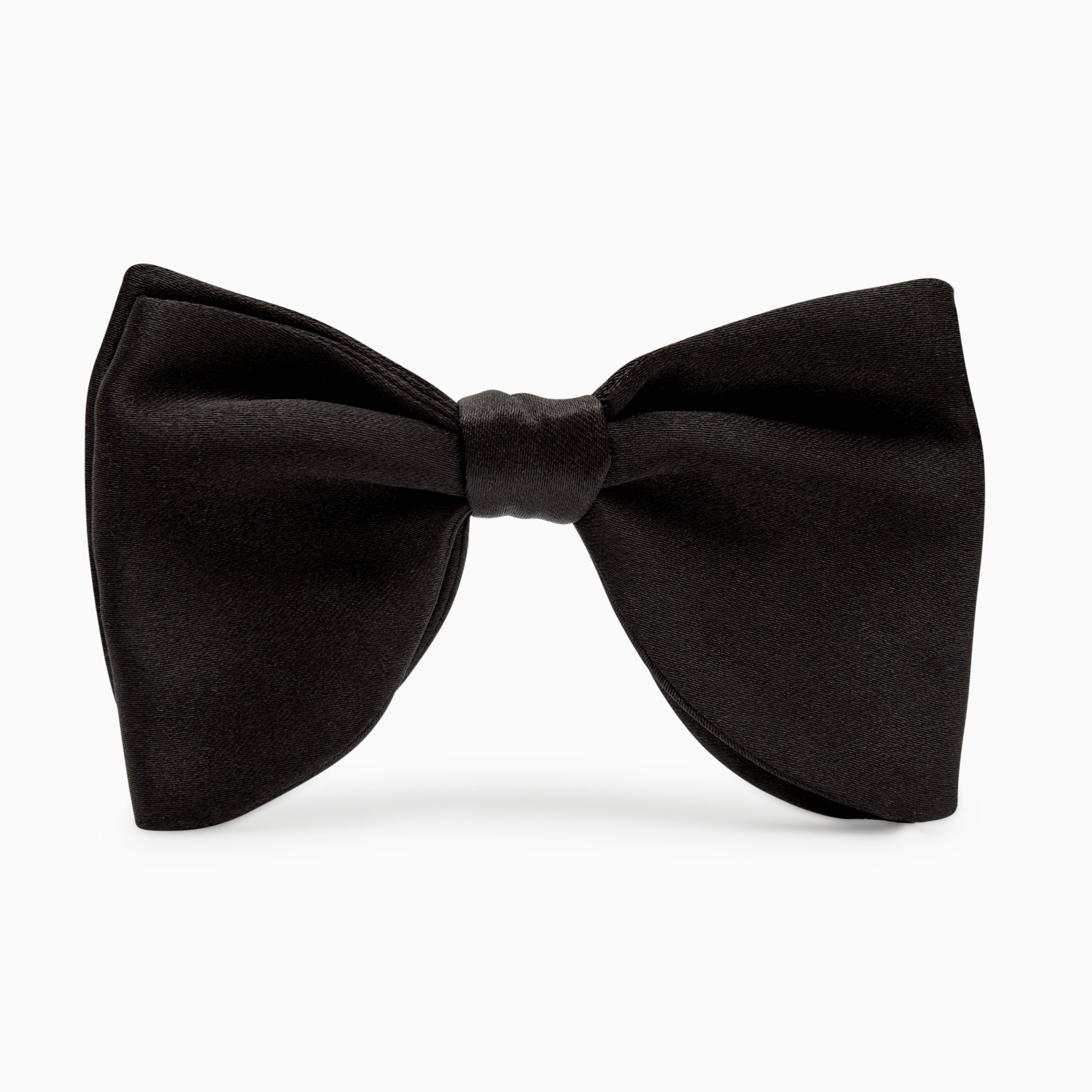 Silk Satin Bow Tie With Extended Tips - Black