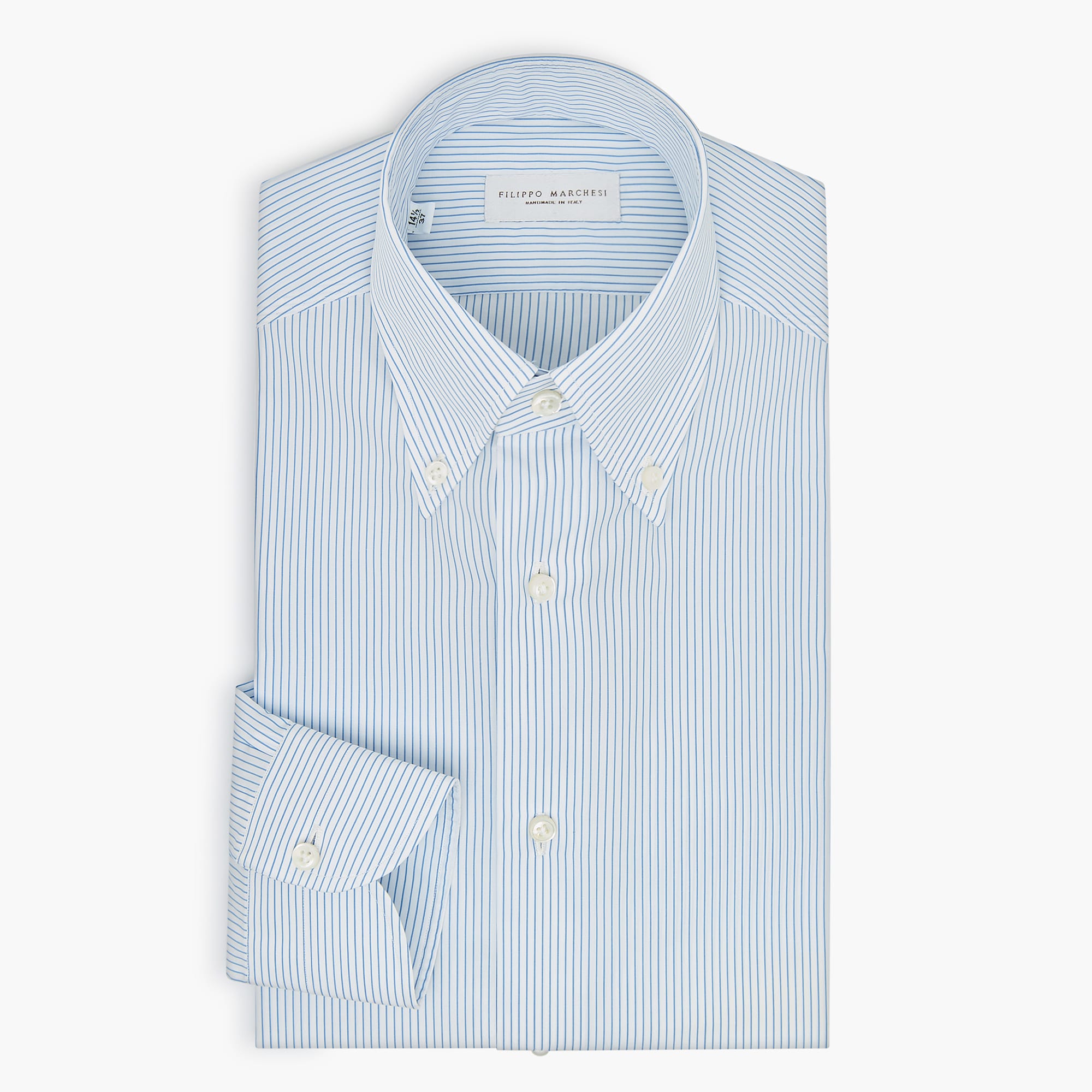 Classic Sartorial Thin Stripe Button Down Collar Shirt – Light Blue