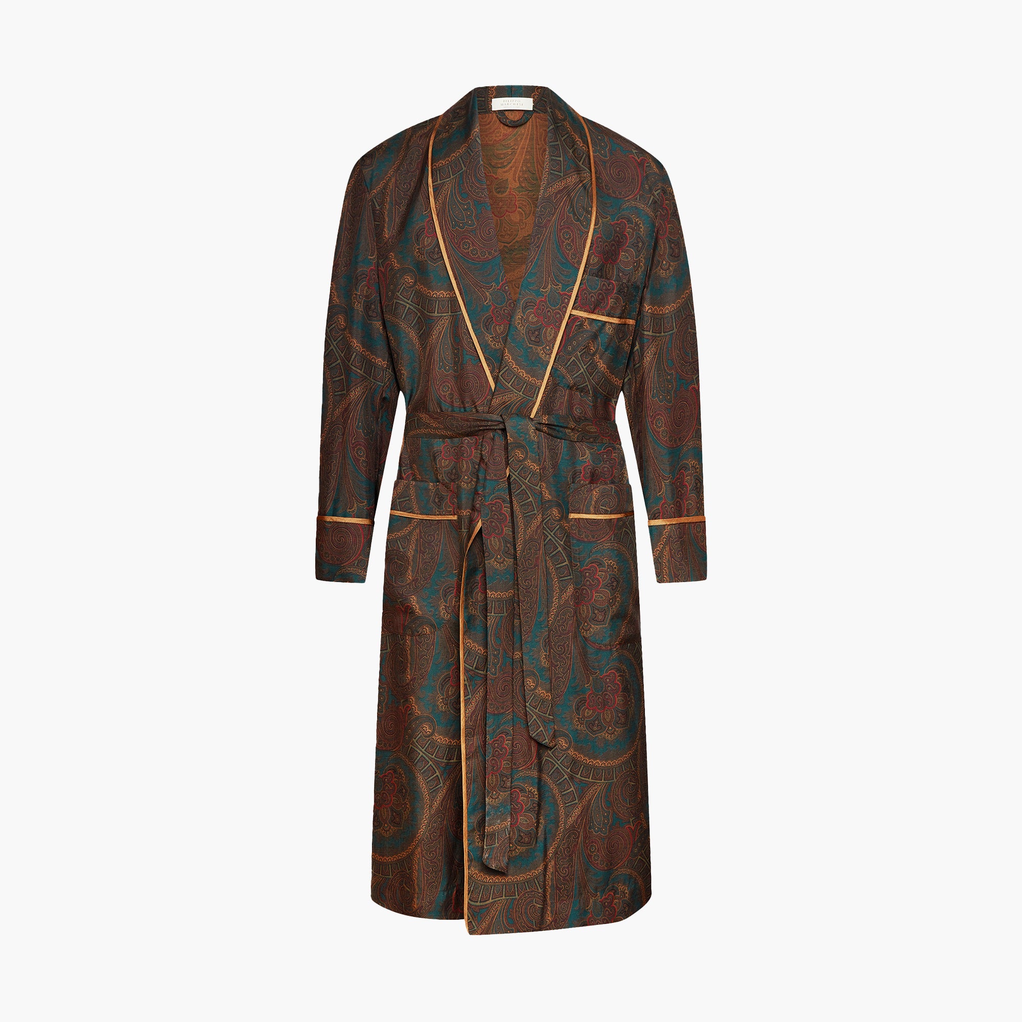 Paisley Forest Green Silk Dressing Gown