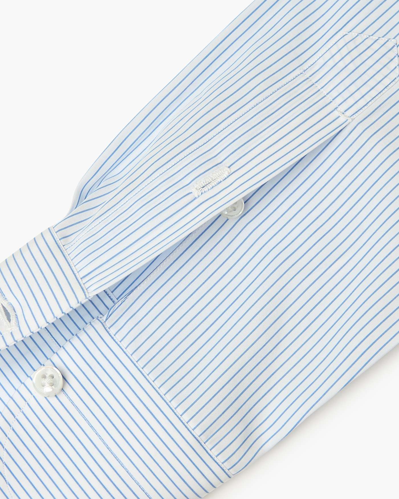 Classic Sartorial Thin Stripe Button Down Collar Shirt – Light Blue