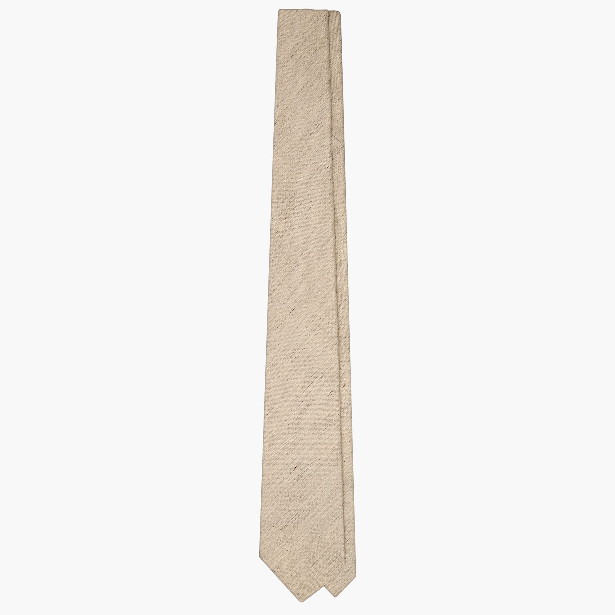 3-Fold Solid Silk And Linen Tie - Beige