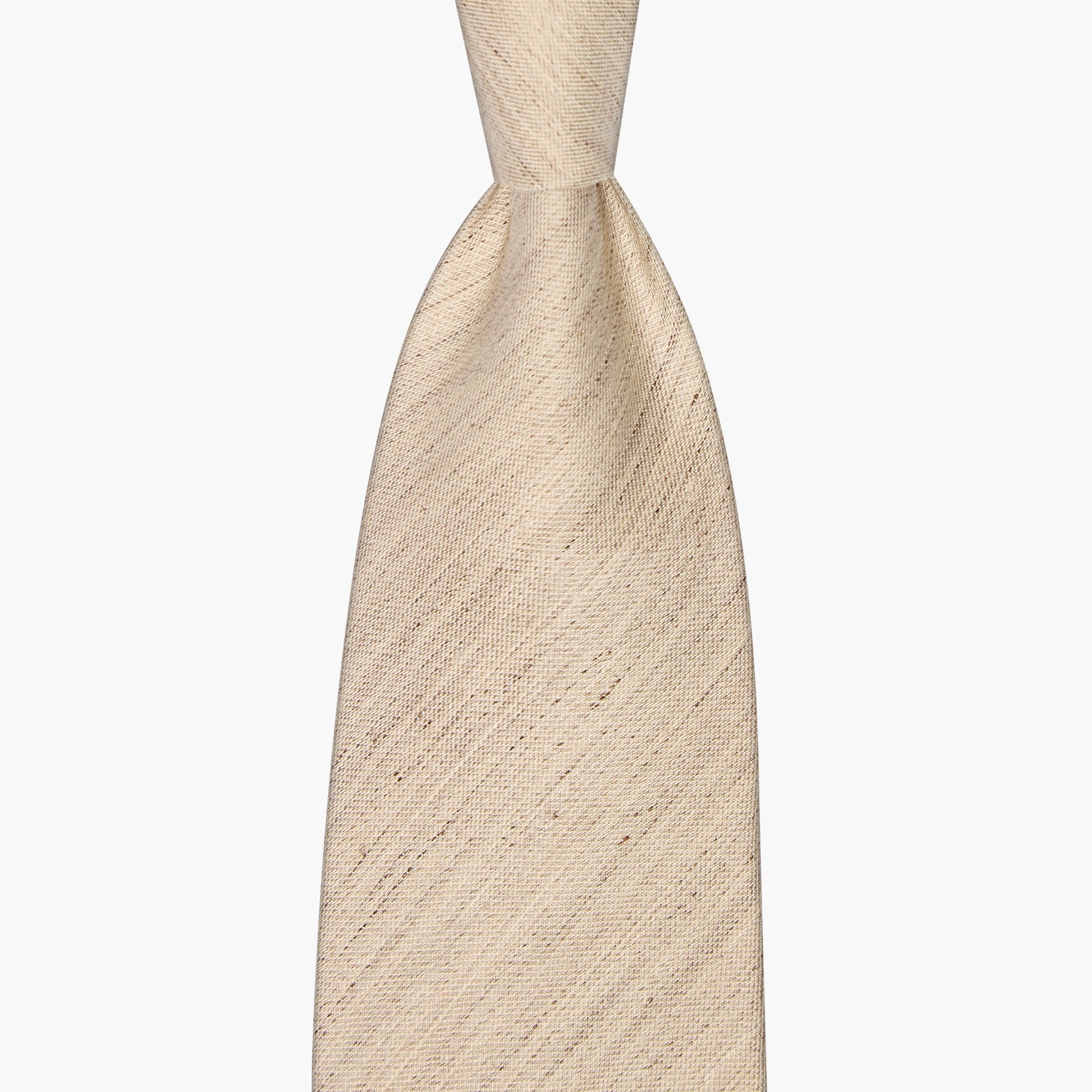 3-Fold Solid Silk And Linen Tie - Beige