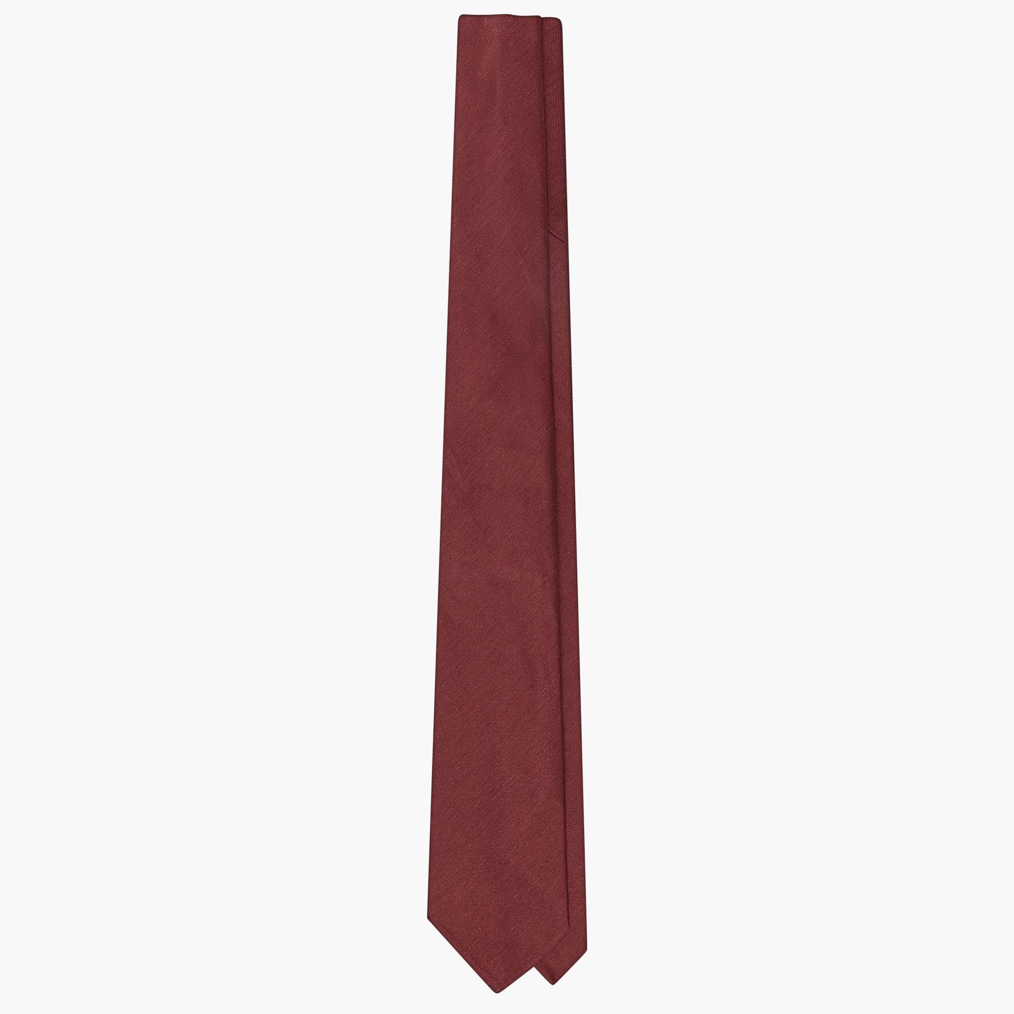 3-Fold Solid Silk And Linen Tie - Burgundy