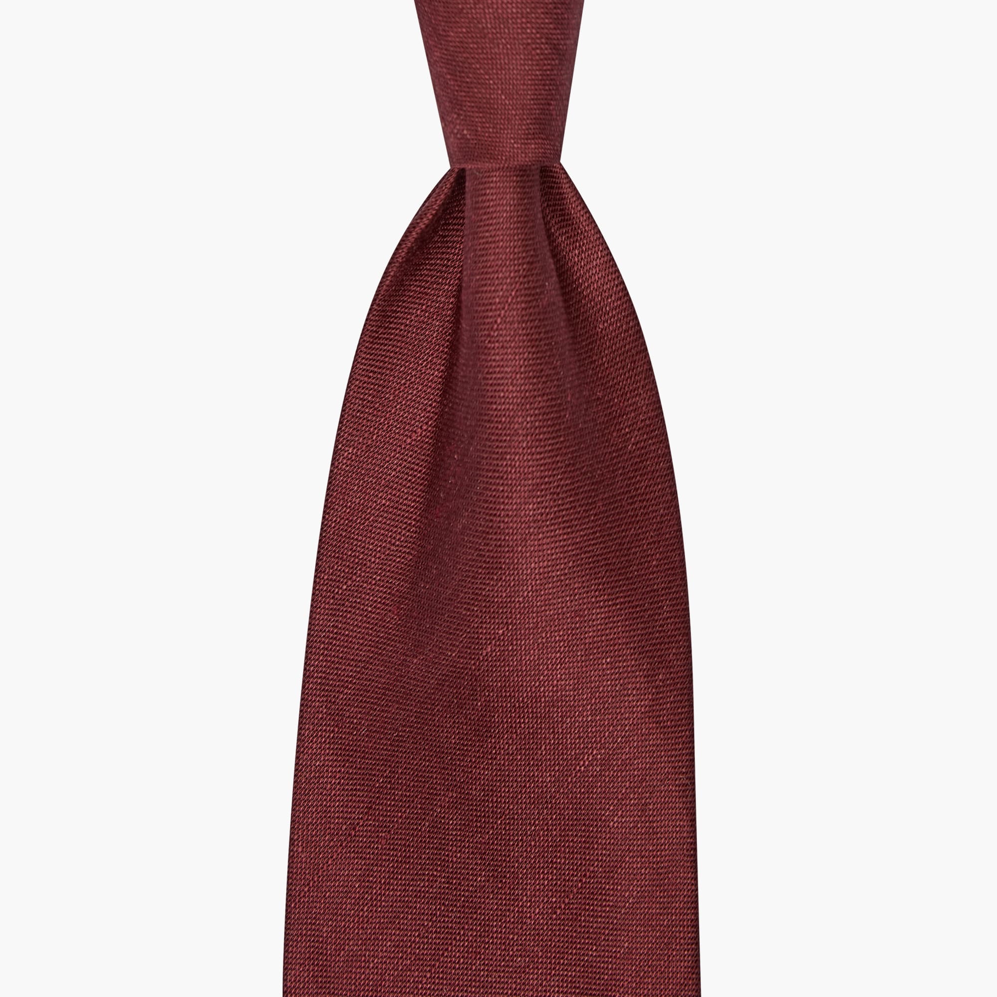 3-Fold Solid Silk And Linen Tie - Burgundy