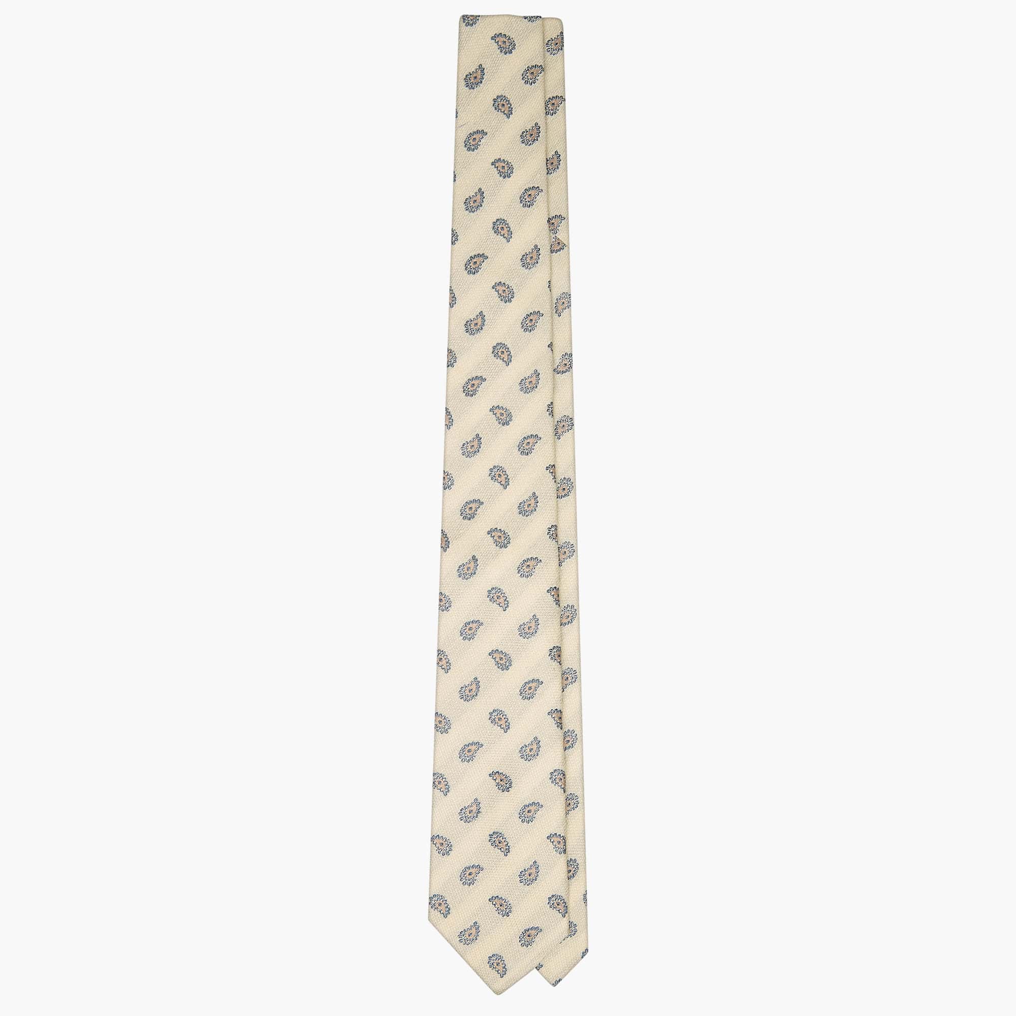 3-Fold Paisley Jacquard Silk Tie - Ivory